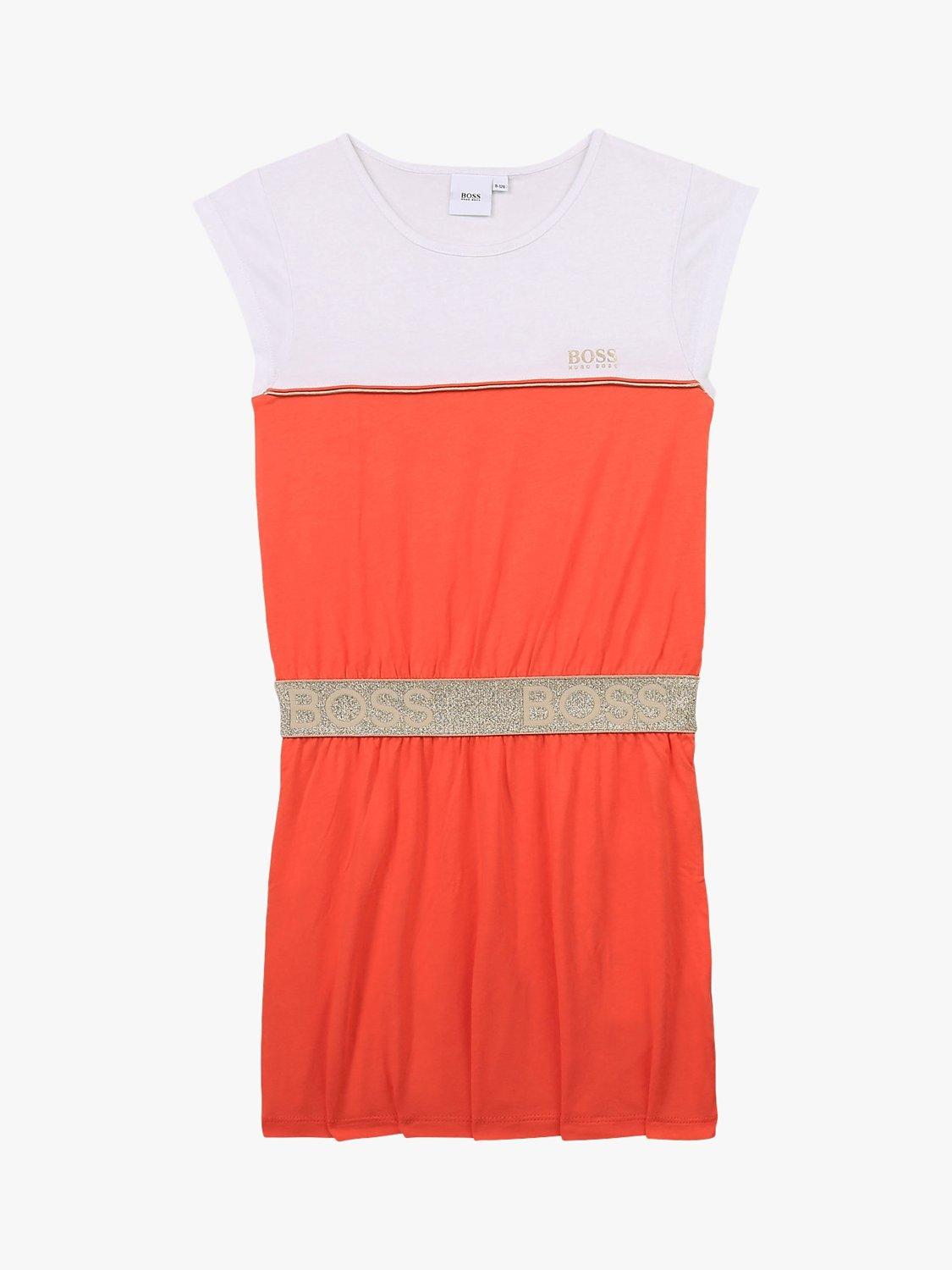Product image 1 of 2, which shows BOSS Kids' Modal & Cotton Jersey Dress, Peach, 5 years