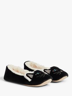 John Lewis Cat Ballerina Slippers, Black - view 2, 