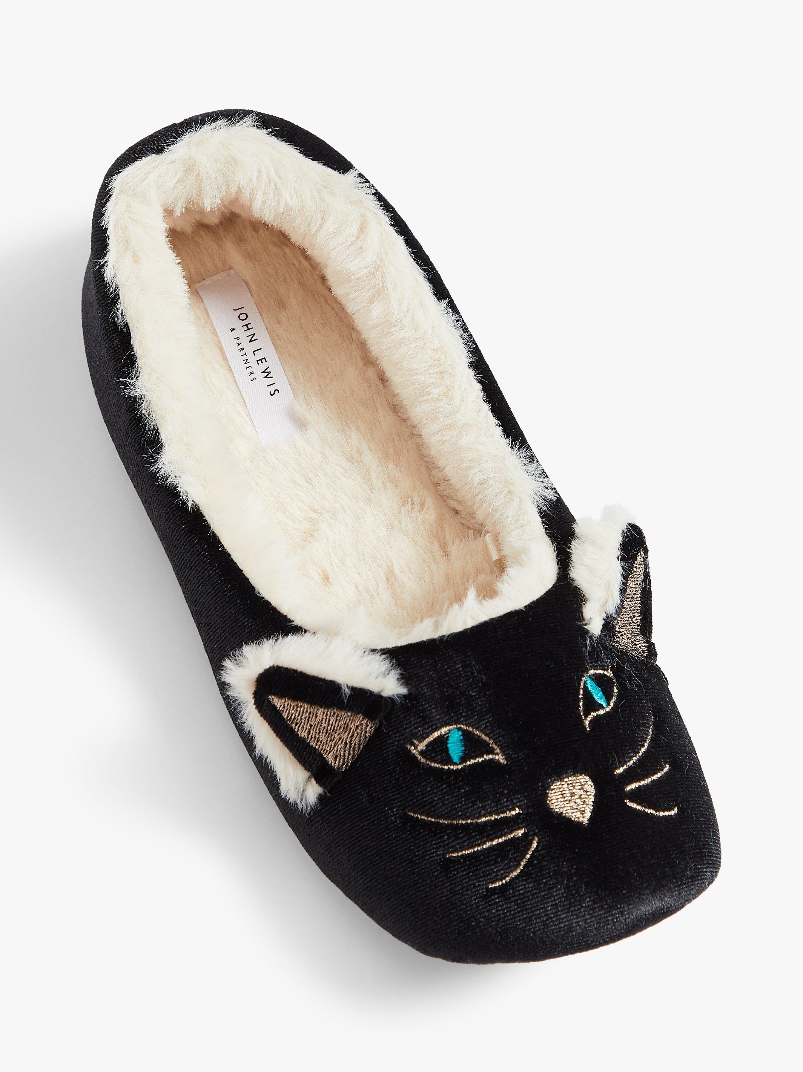 John Lewis Cat Ballerina Slippers Black