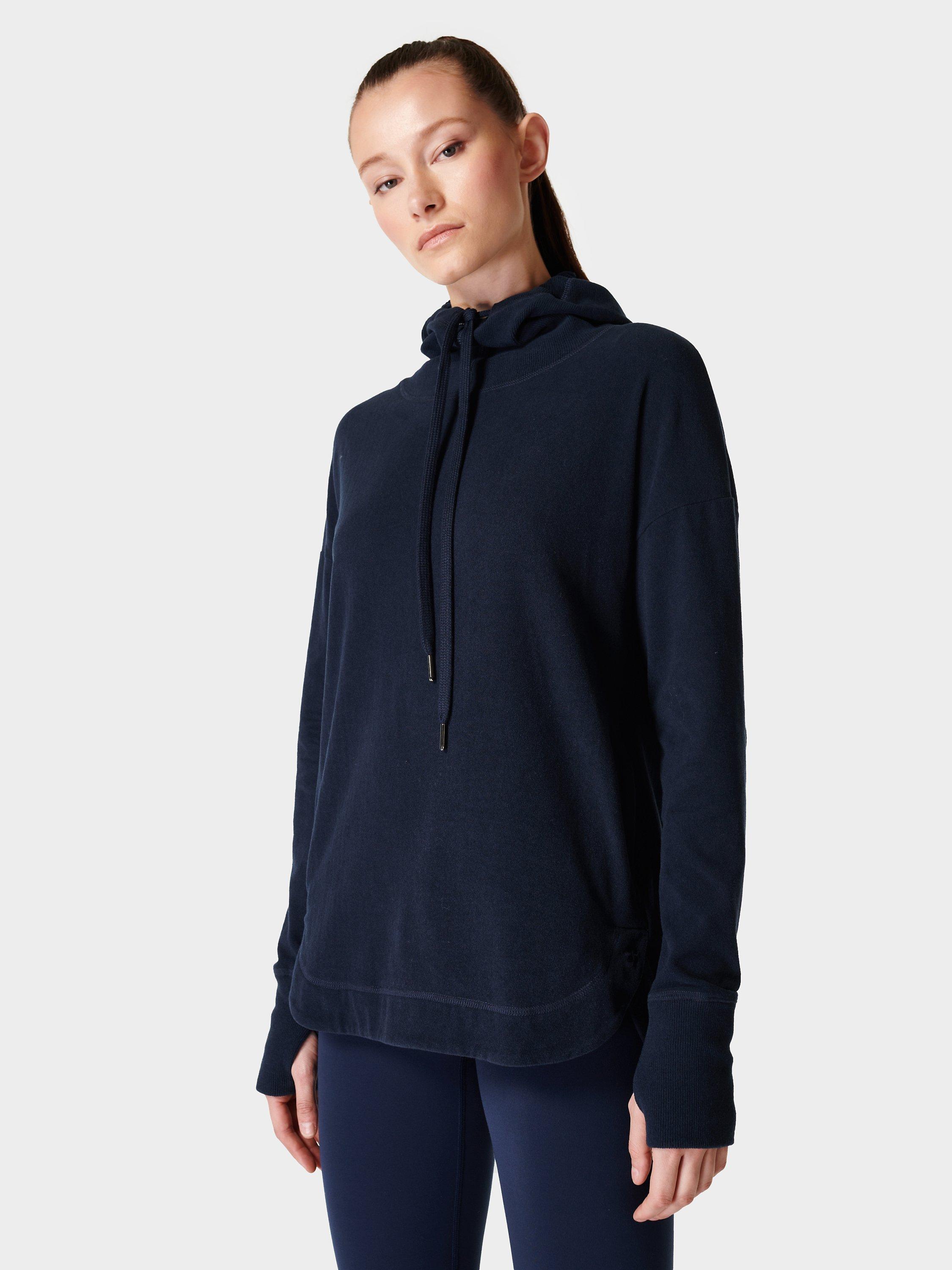 Sweaty Betty Escape Italian Luxe Fleece Hoodie, Navy, XS