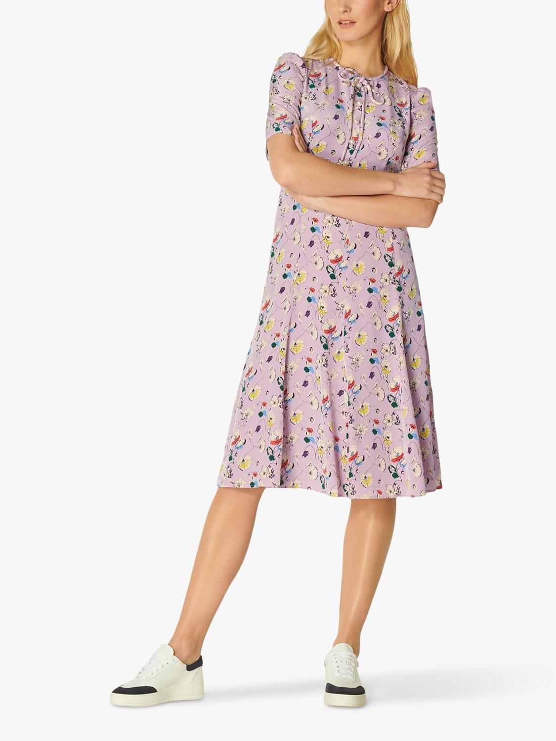 L.K.Bennett Montana Floral Print Silk Dress, Heather
