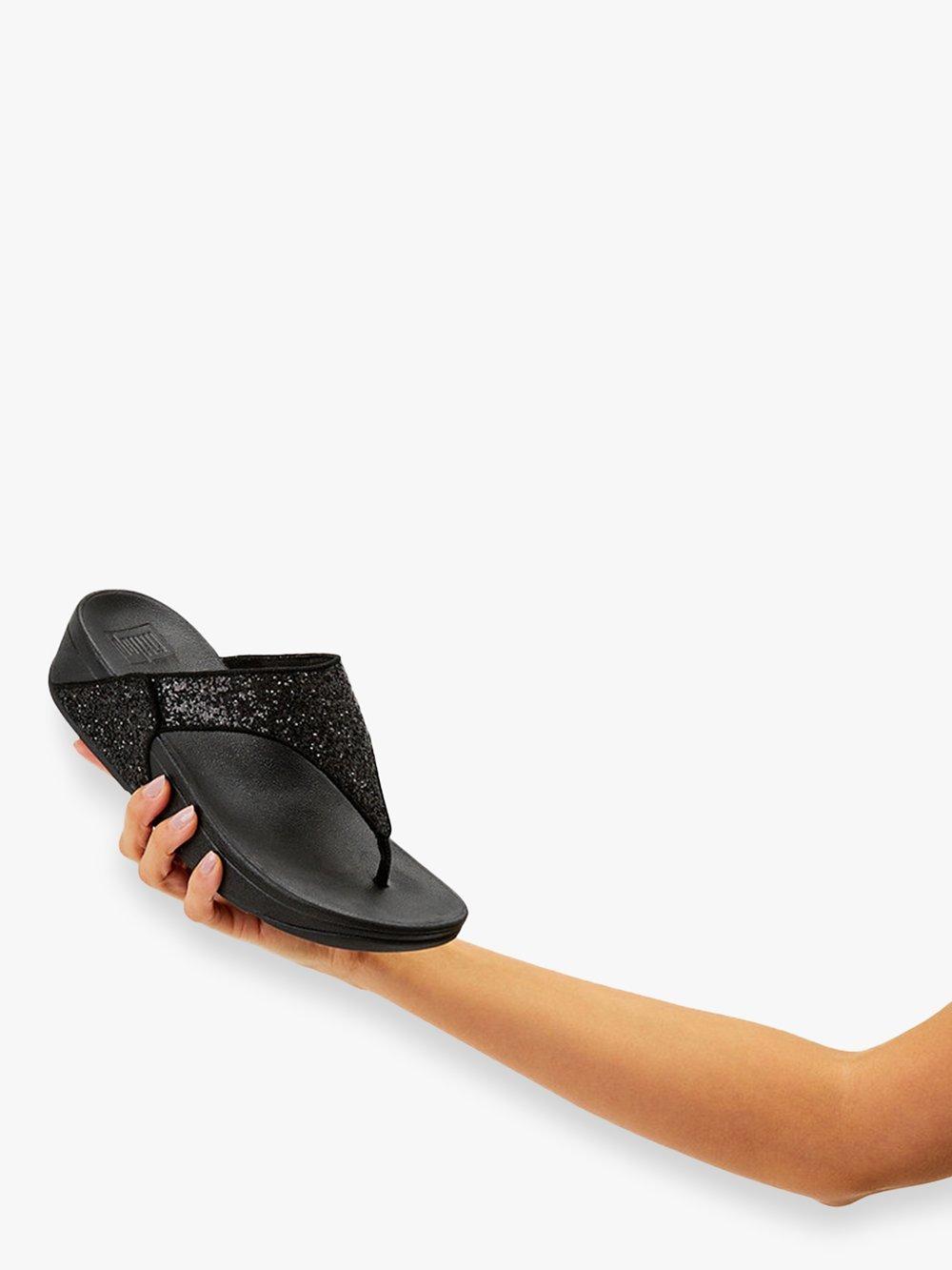 Product image 8 of 9, which shows FitFlop Lulu Glitter Flip Flops, Navy, 5