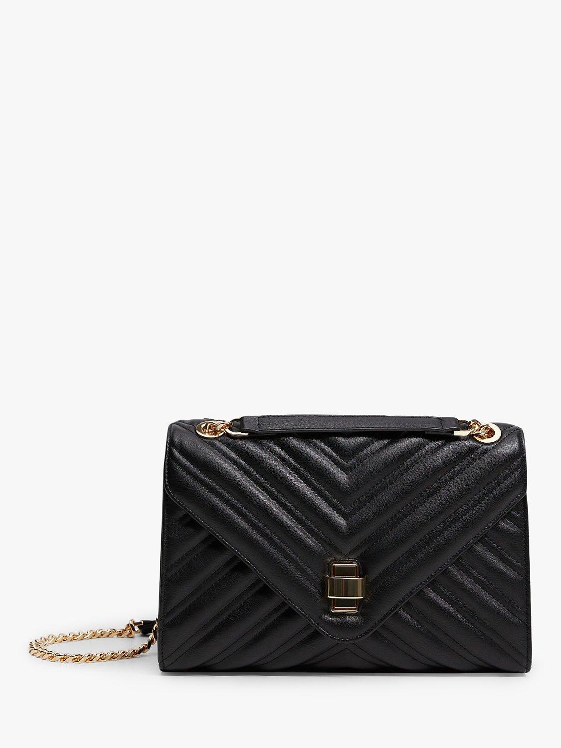 Mango Quilted Double Chain Shoulder Bag Black