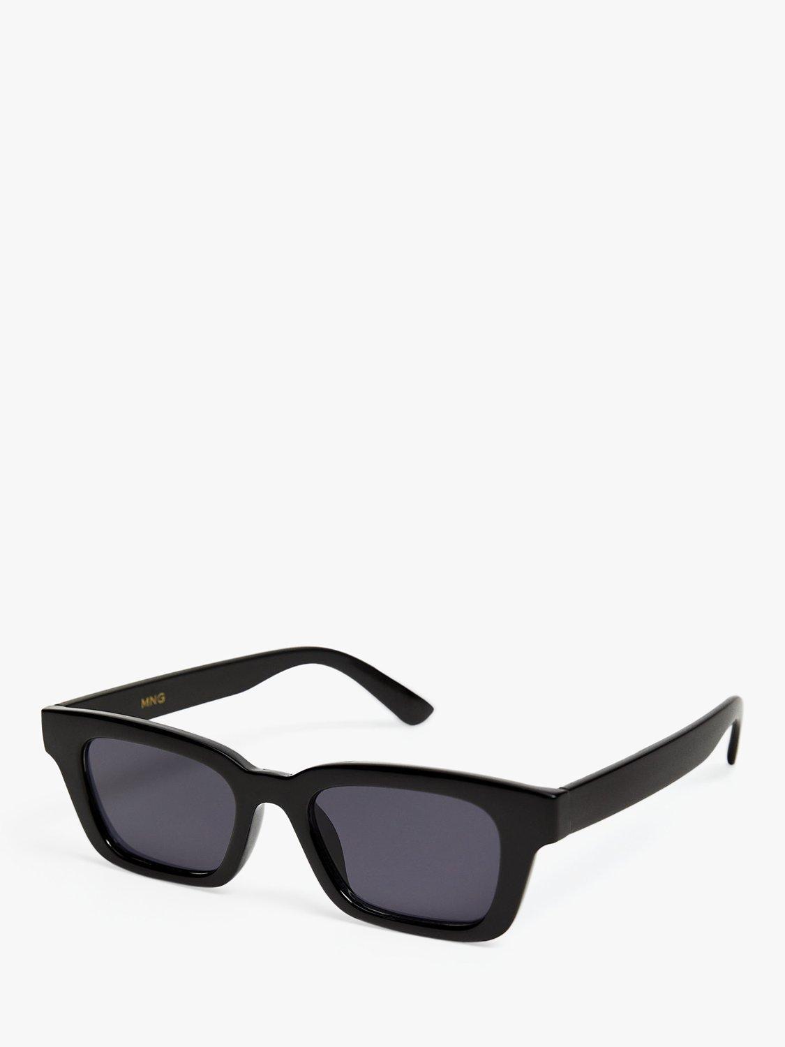Mango Square Frame Slim Sunglasses, Black