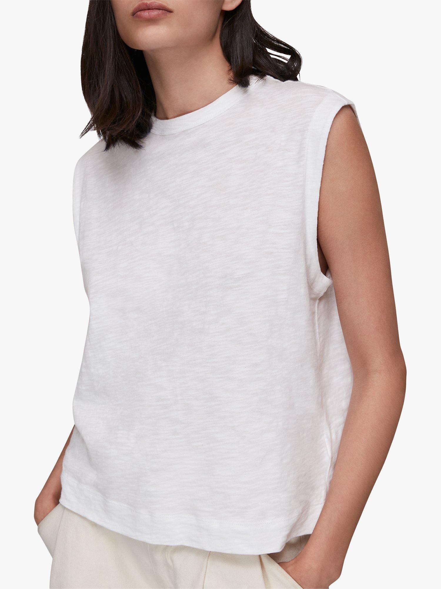 Whistles Cotton Muscle Top, White