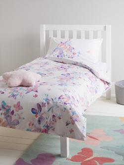 John Lewis Butterflies Reversible Pure Cotton Duvet Cover and Pillowcase Set, Multi, Multi