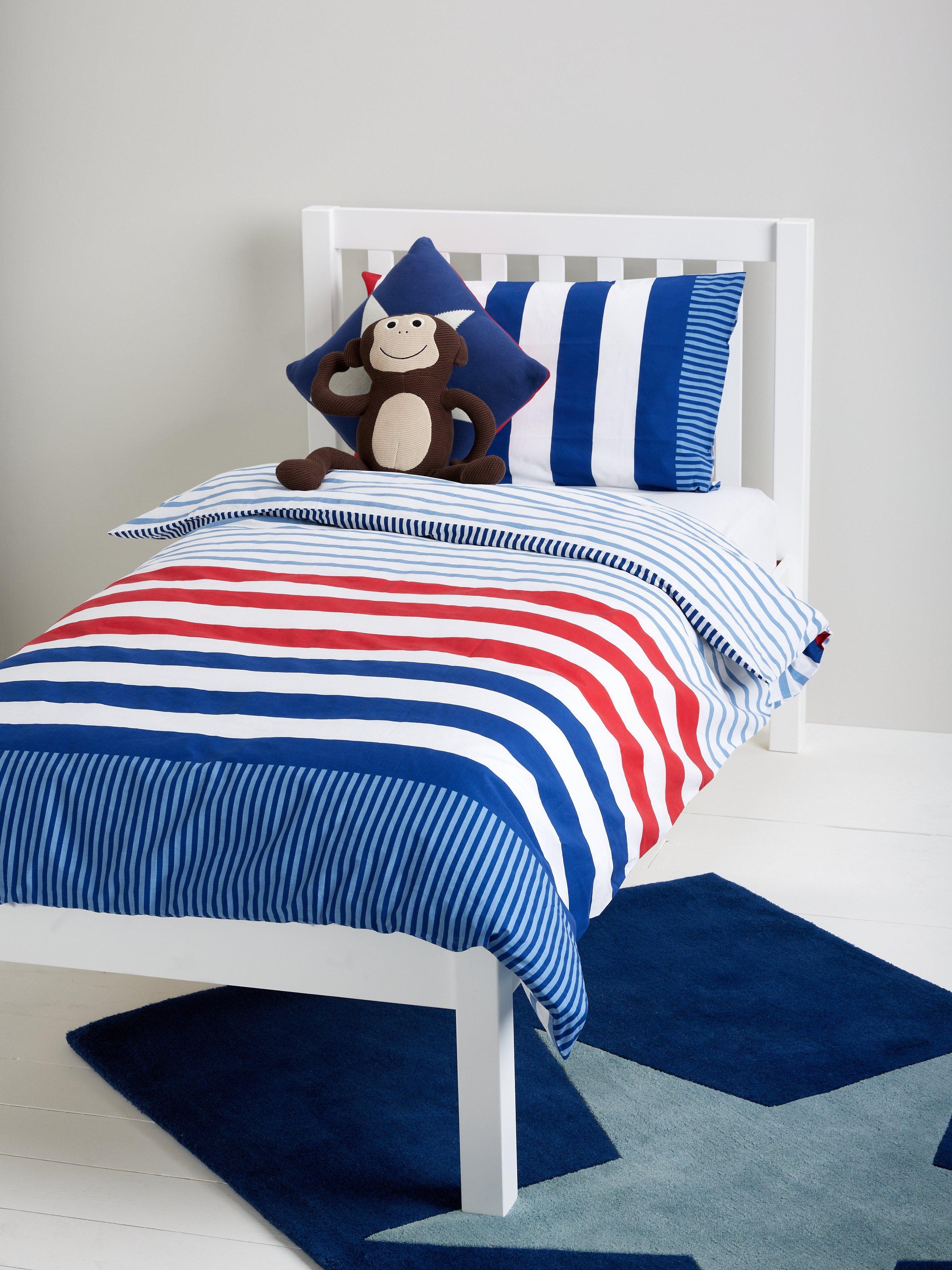 little home at John Lewis Stars and Stripes Reversible Cotton Duvet Cover and Pillowcase Set, Single, Multi