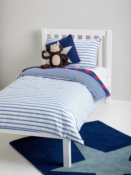 John Lewis Stars and Stripes Reversible Pure Cotton Duvet Cover and Pillowcase Set, Single, Multi - view 2, Multi