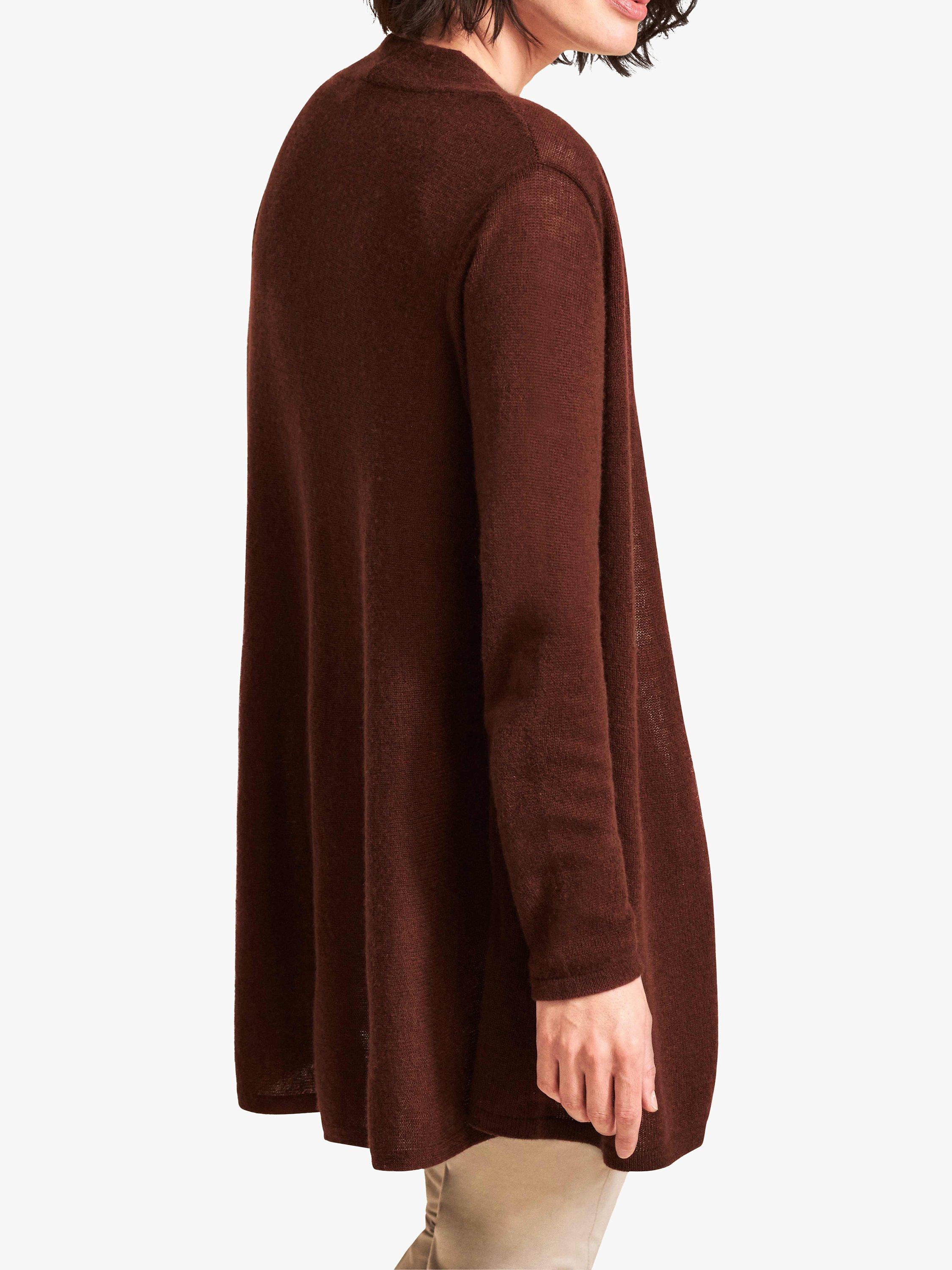Product image 2 of 3, which shows Pure Collection Gassato Cashmere Swing Cardigan, Rum Raisin, S