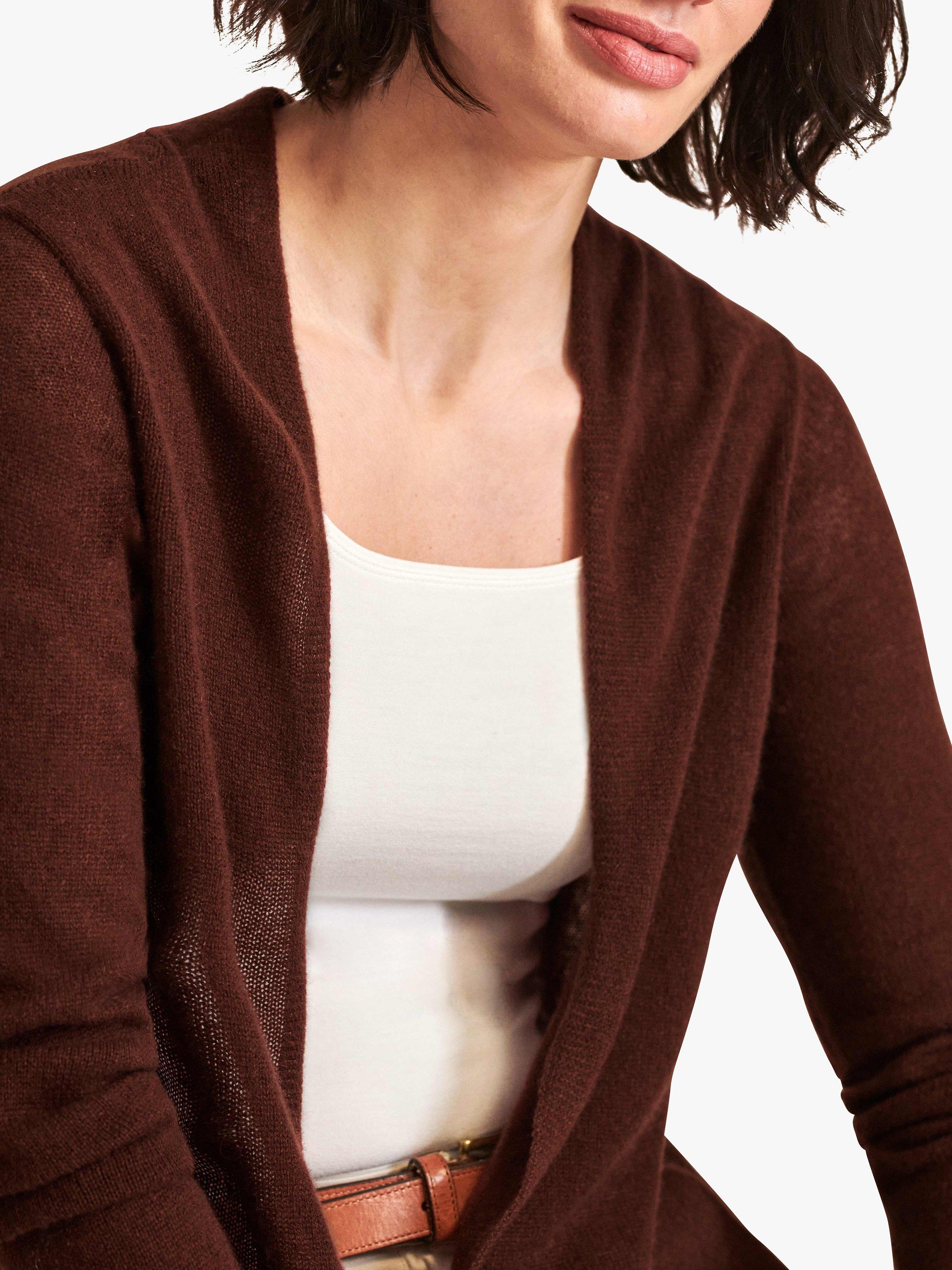 Product image 3 of 3, which shows Pure Collection Gassato Cashmere Swing Cardigan, Rum Raisin, S