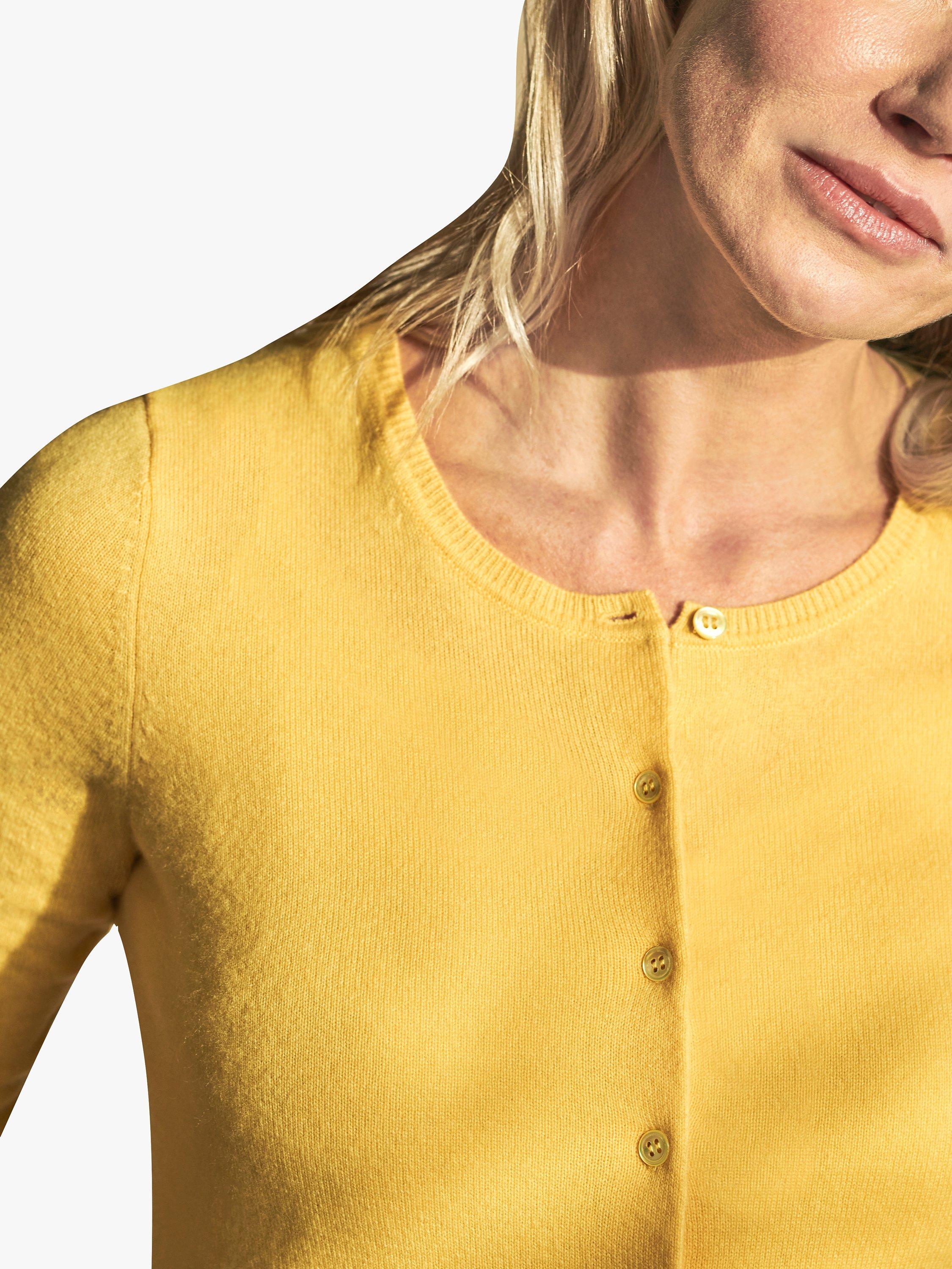 Product image 2 of 2, which shows Pure Collection Crew Neck Cashmere Cardigan, Soft Primrose, 8