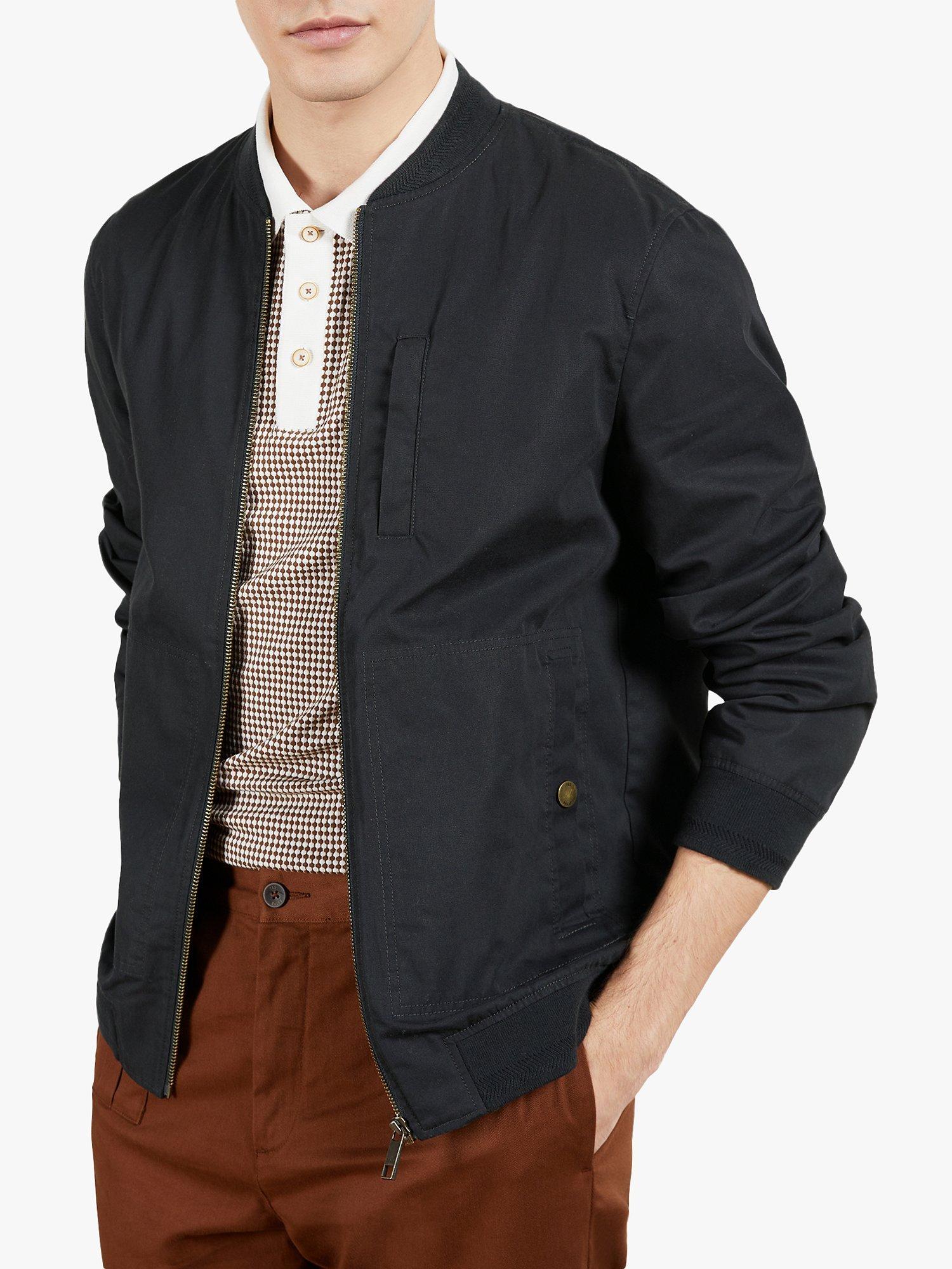 Ted Baker Bars Cotton Blend Bomber Jacket, Navy