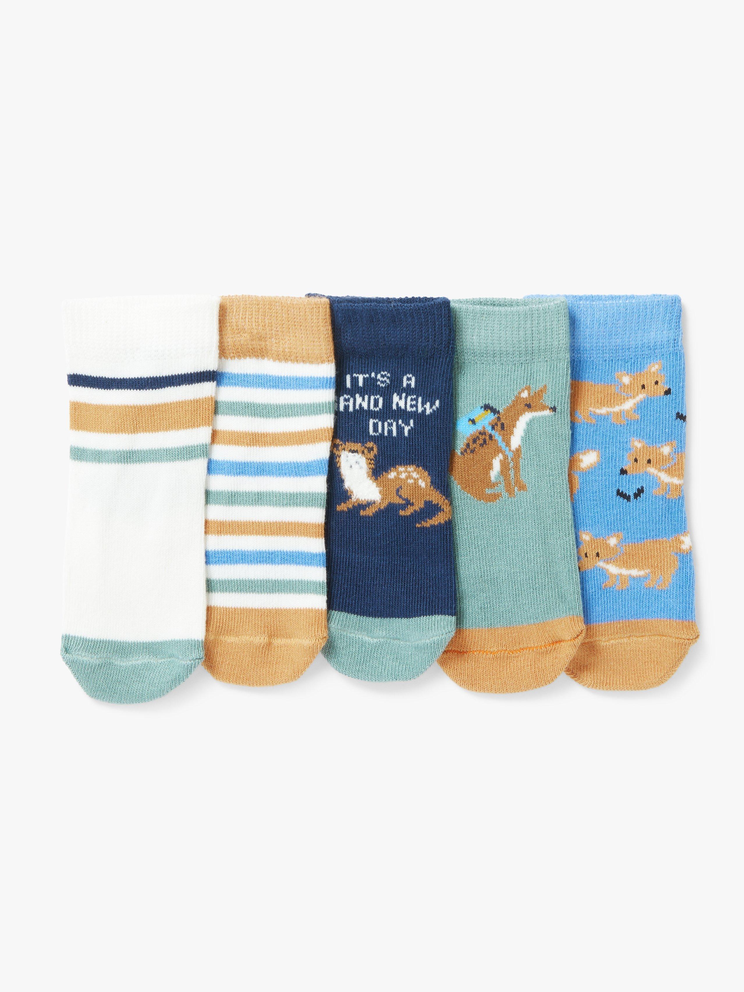 John Lewis Baby Otter Socks, Pack of 5, Multi