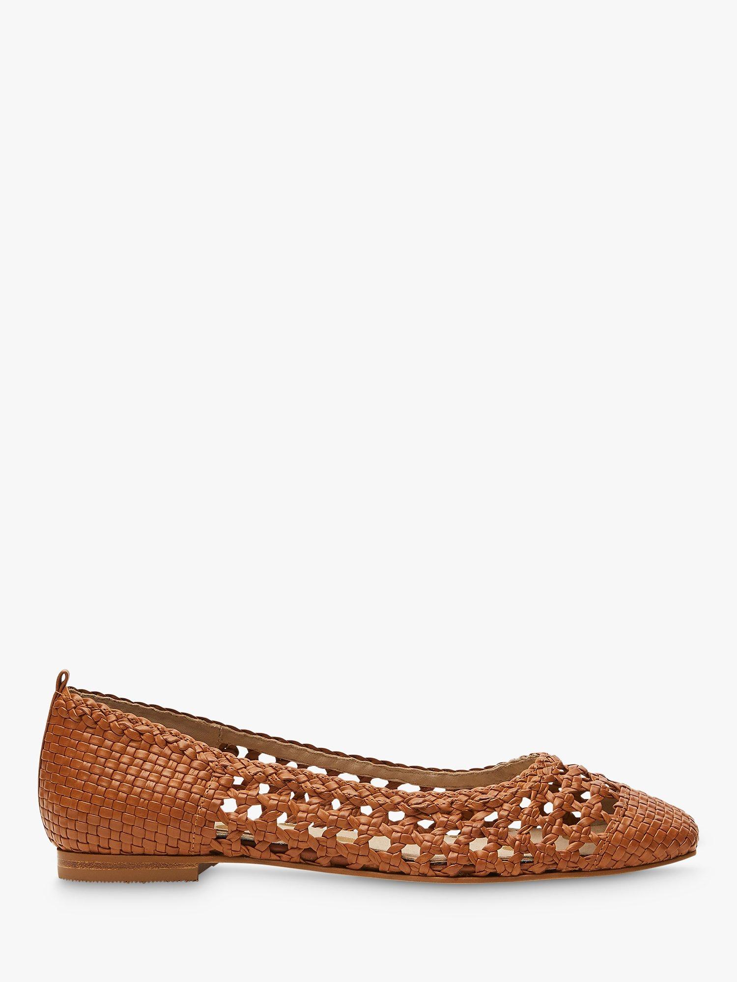 Boden Olive Woven Leather Ballerina Pumps Tan