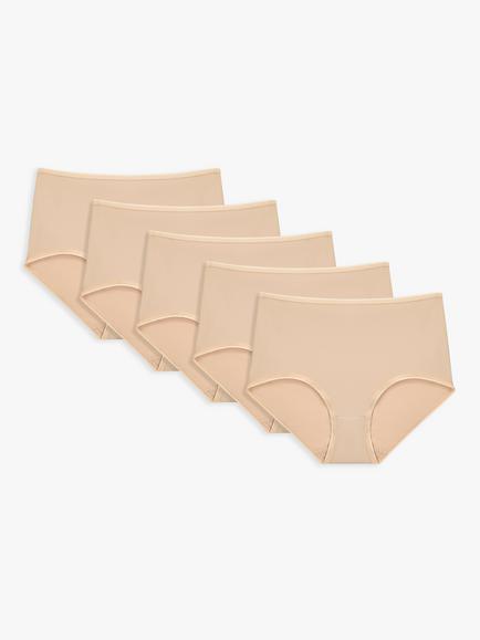 John Lewis Microfibre Full Briefs, Pack of 5 - view 2, Neutrals