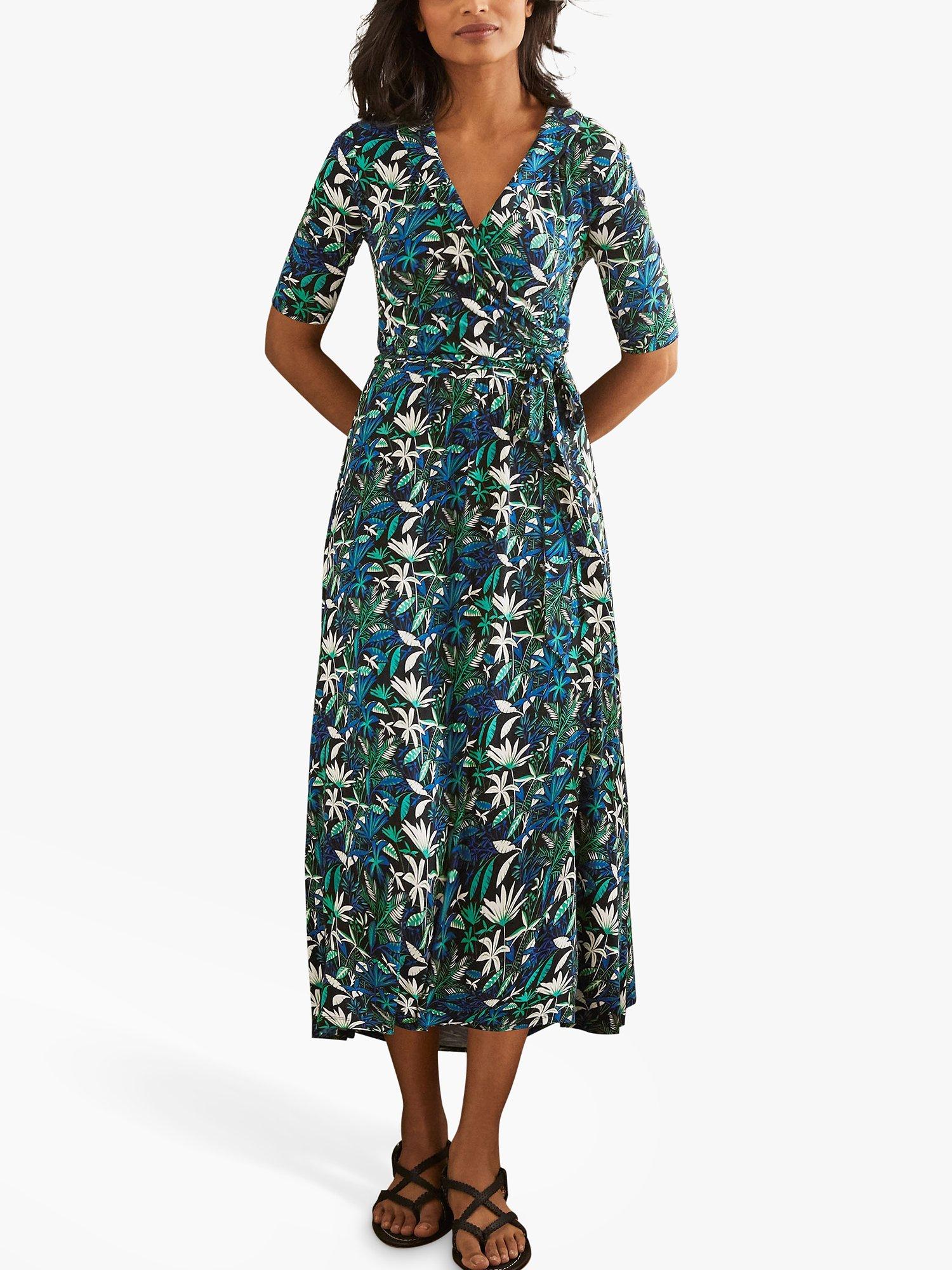Boden Lavinia Floral Print Wrap Dress, Black/Multi