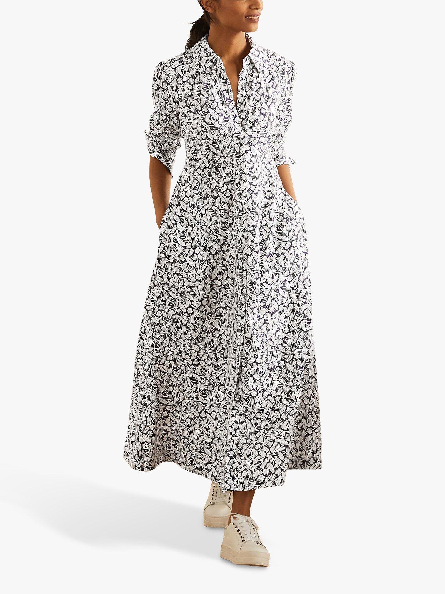 Boden Cecile Floral Maxi Dress, French Navy/Palm