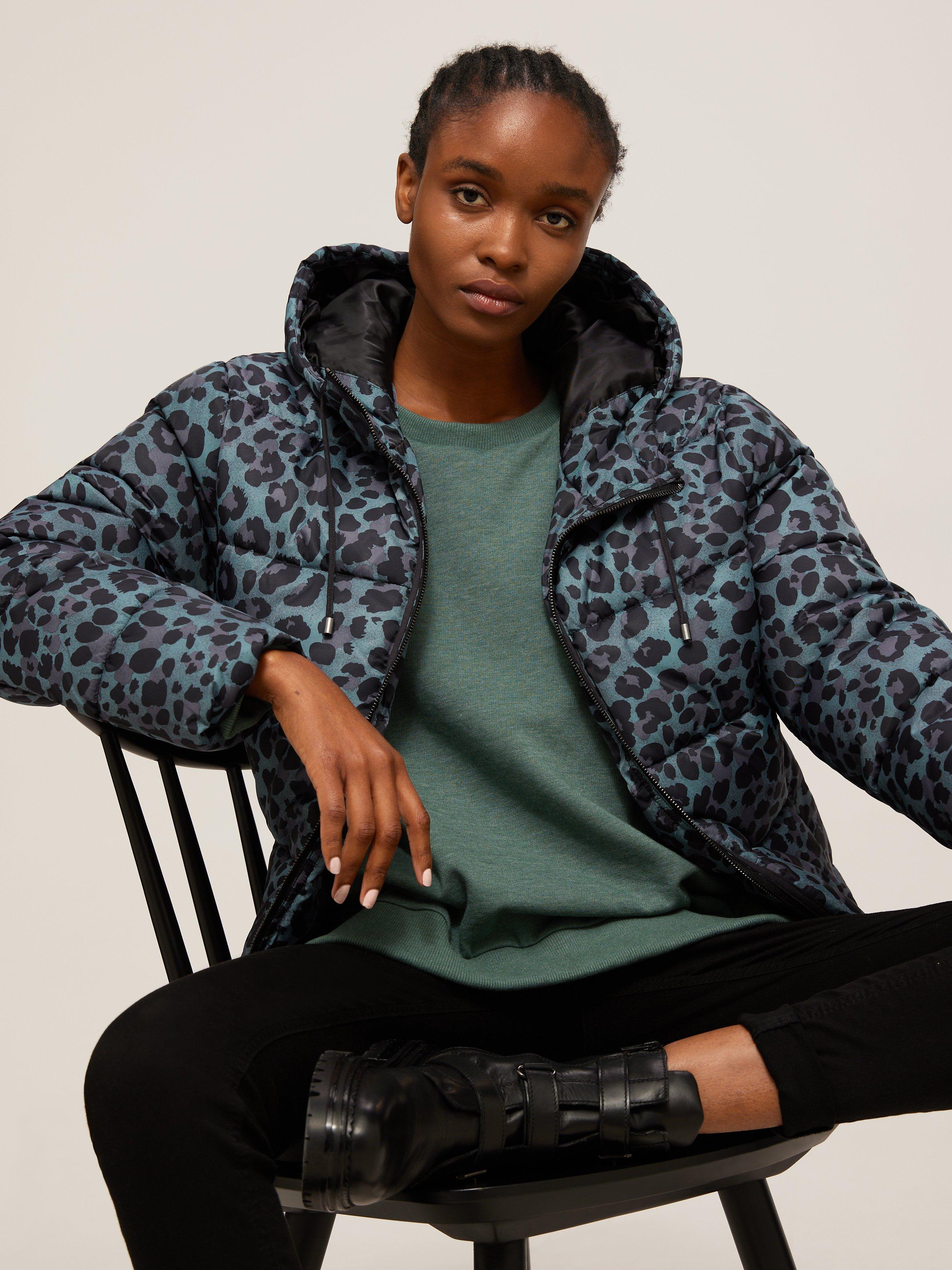 AND OR Petra Animal Print Puffer Jacket Grey