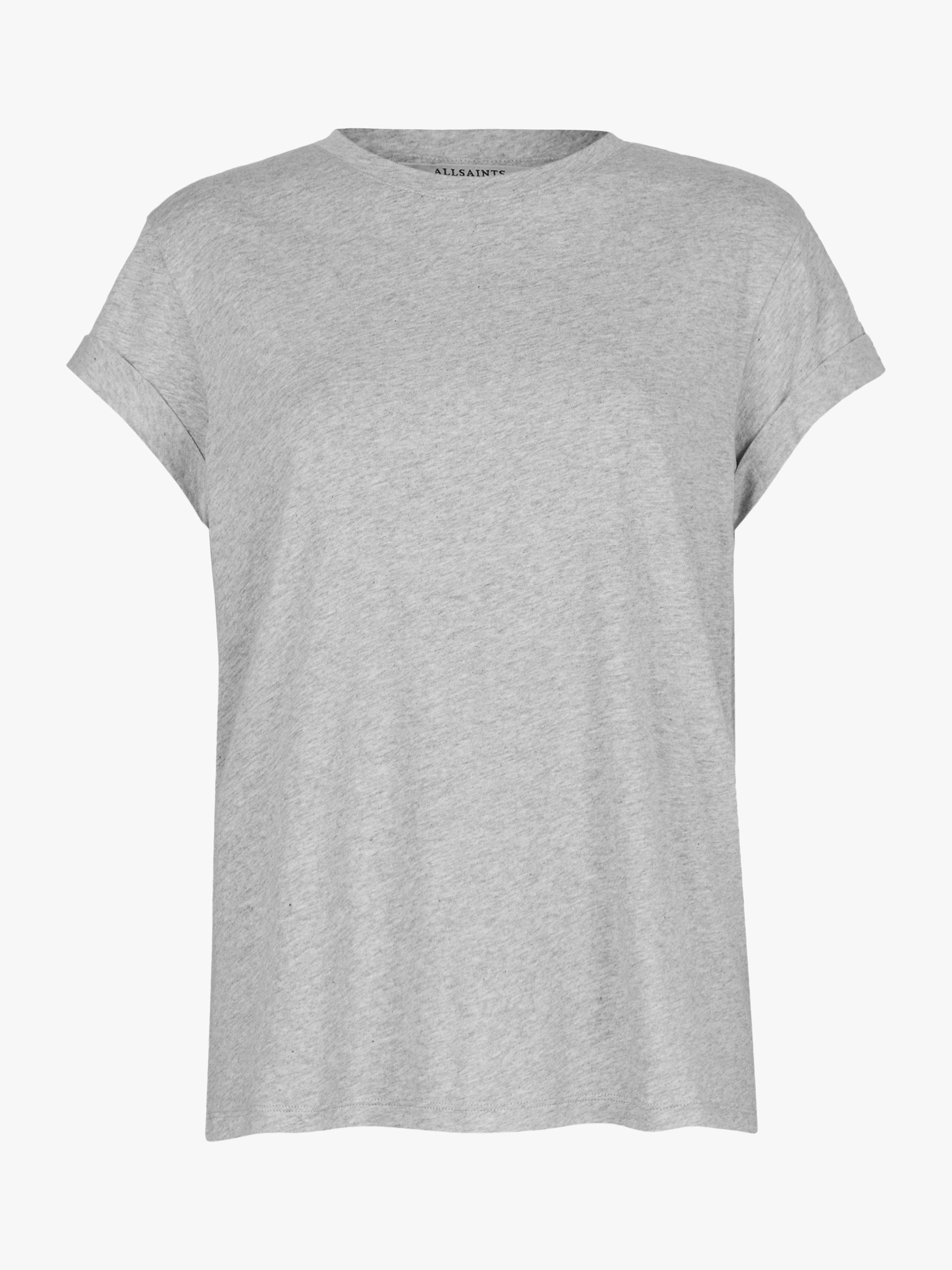 Product image 1 of 7, which shows AllSaints Anna Short Sleeve T-Shirt, Grey Marl, 6