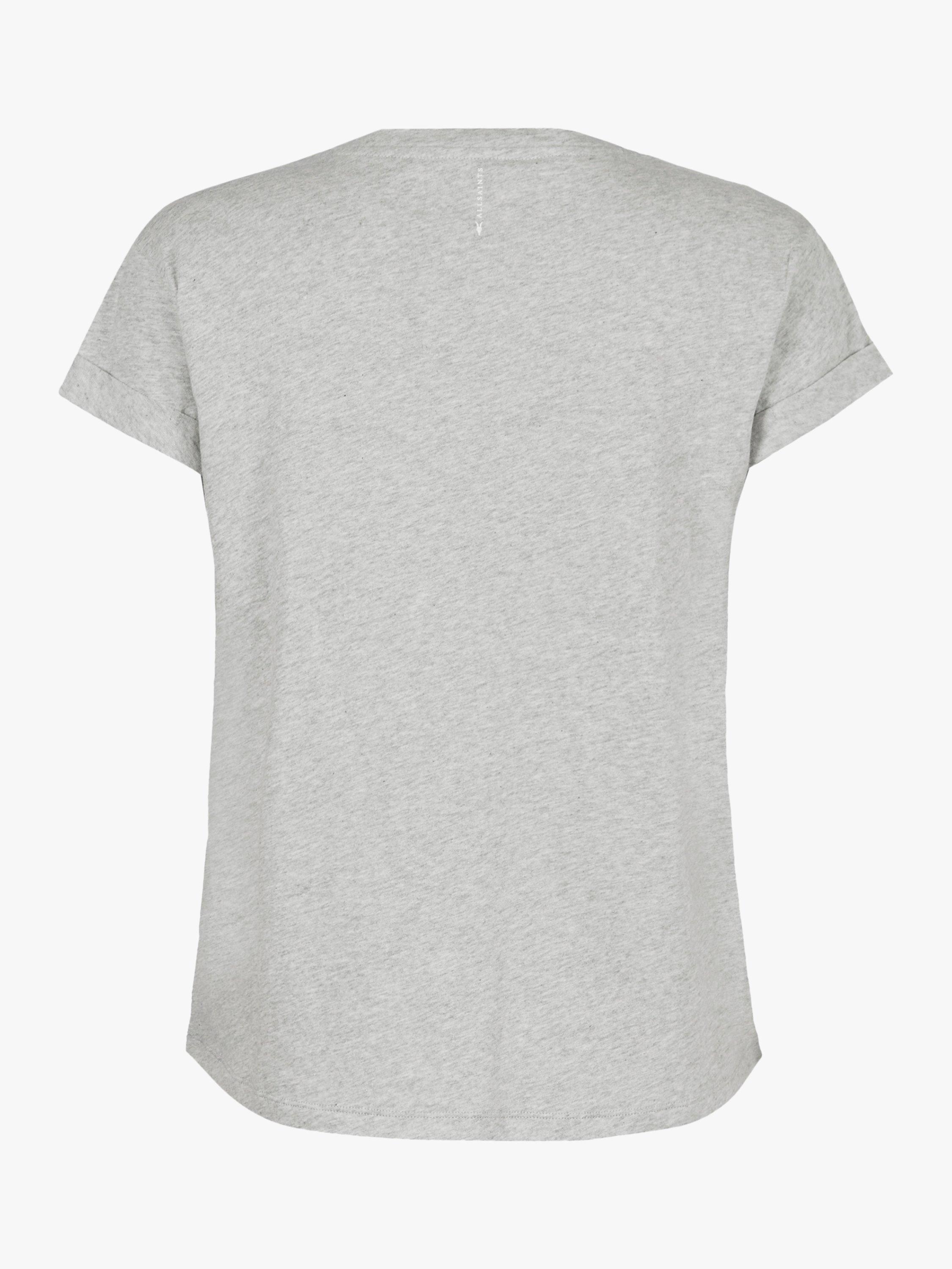 Product image 4 of 7, which shows AllSaints Anna Short Sleeve T-Shirt, Grey Marl, 6