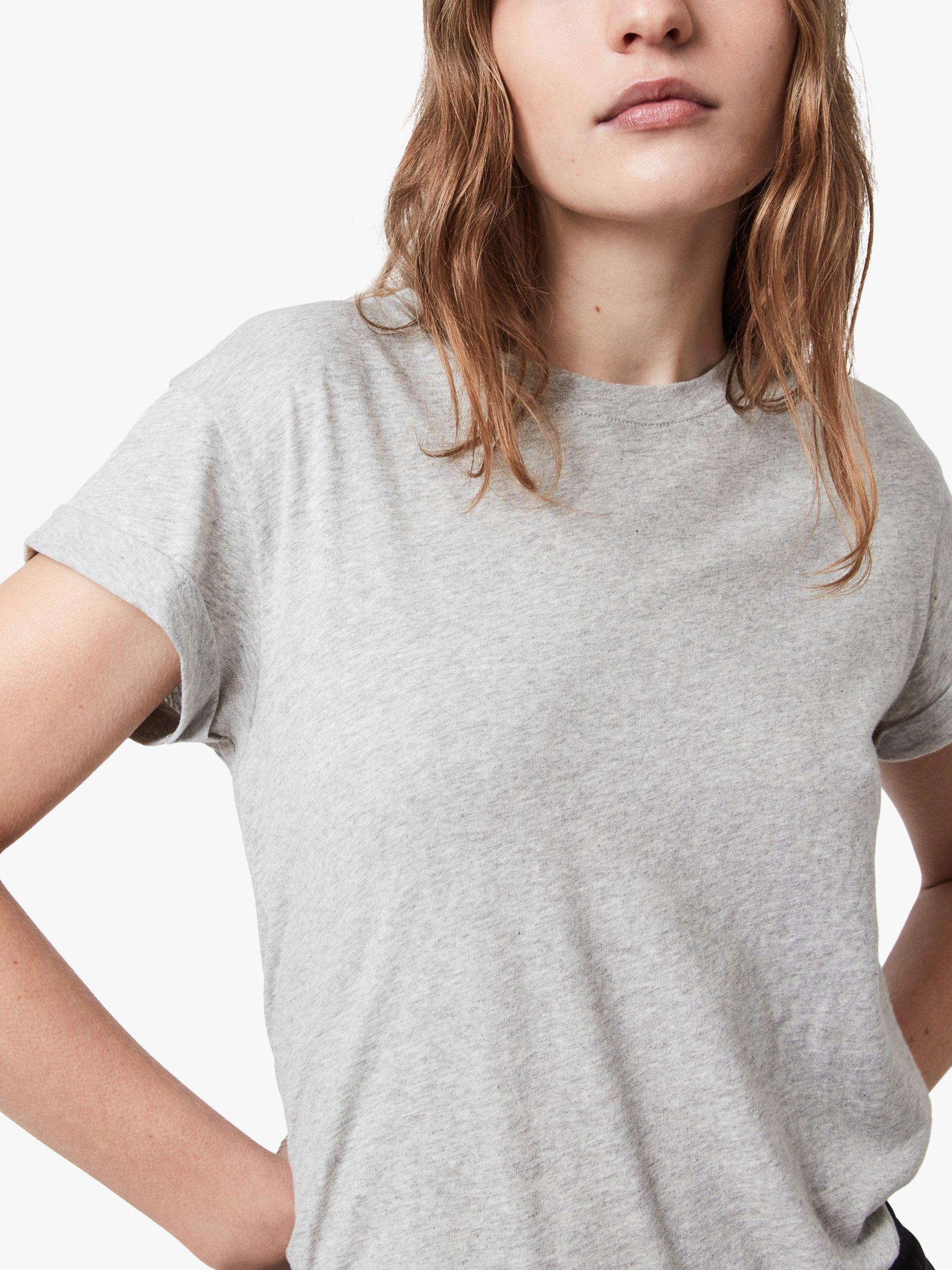 Product image 5 of 7, which shows AllSaints Anna Short Sleeve T-Shirt, Grey Marl, 6