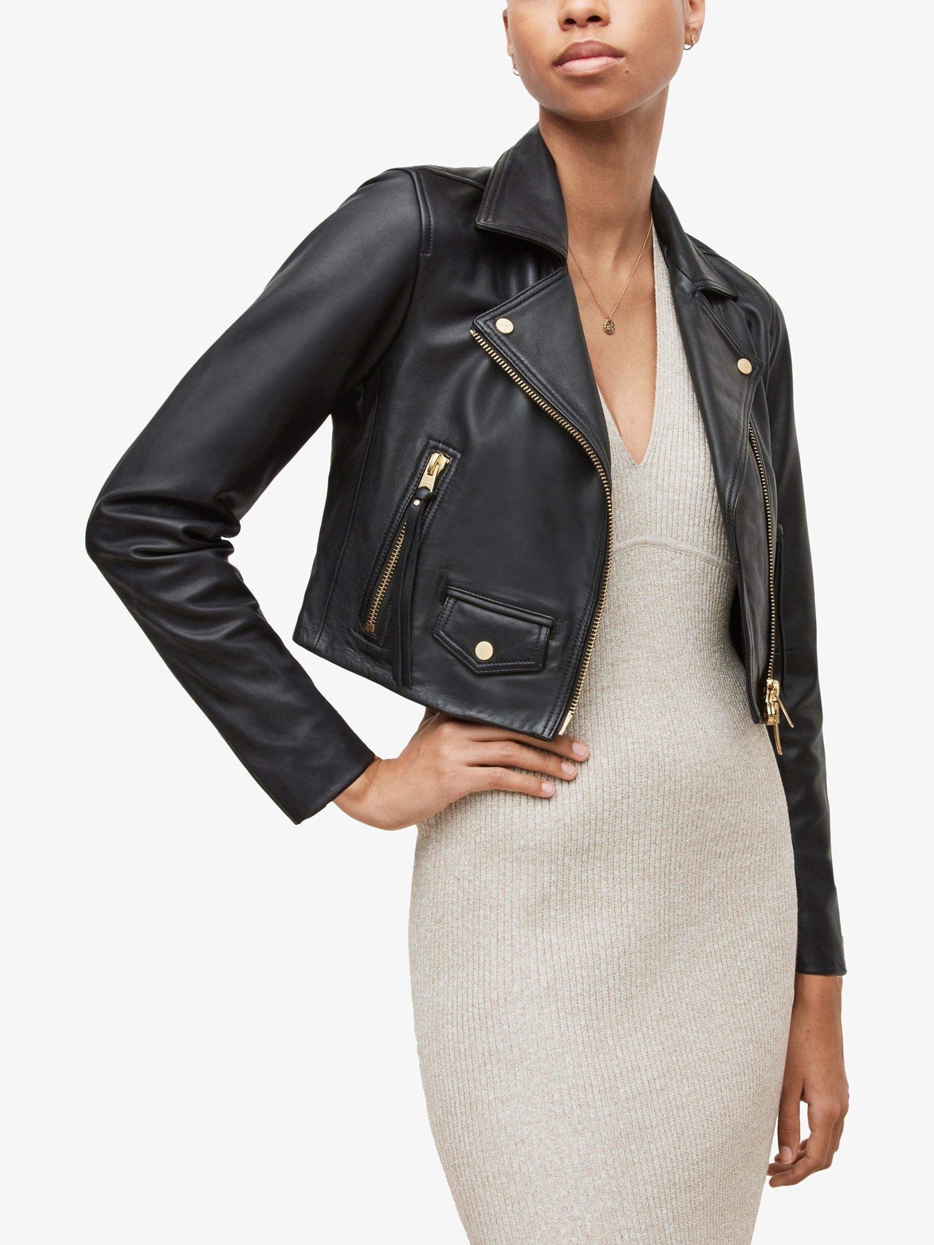 AllSaints Elora Leather Biker Jacket, Black