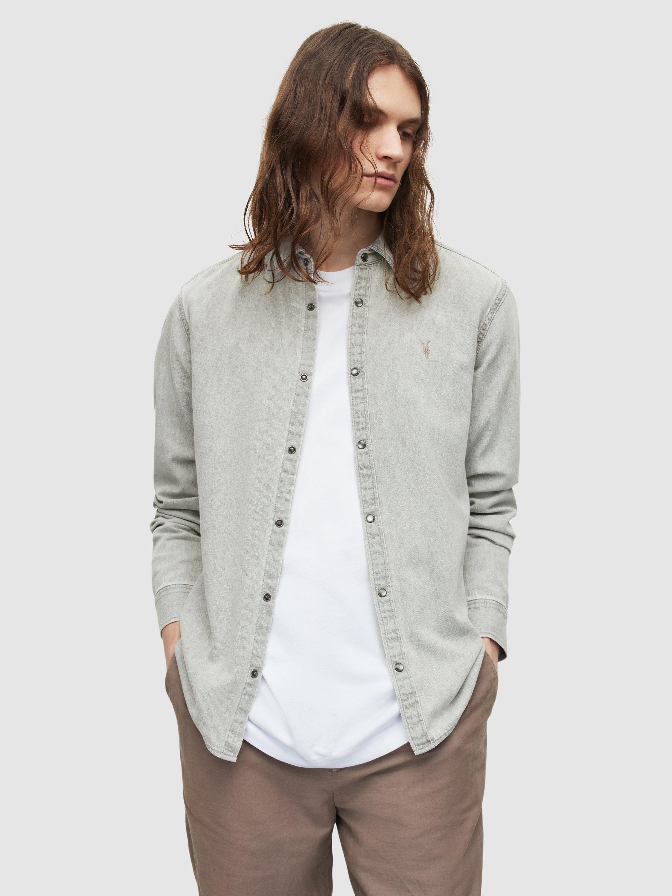 AllSaints Gleason Denim Shirt, Grey