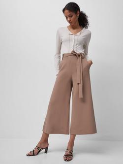 French Connection Whisper Belted Culottes, Mocha Mousse