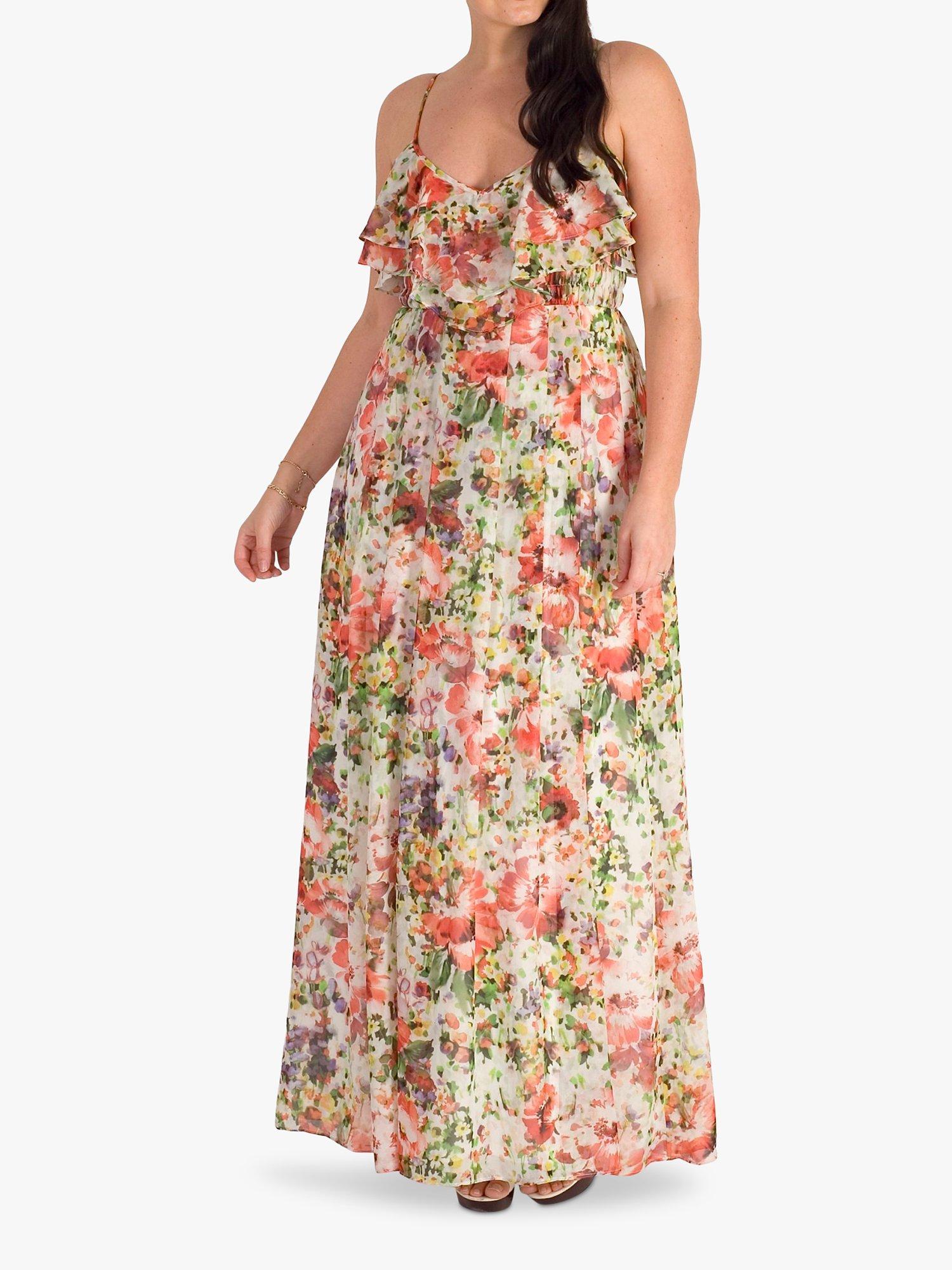 chesca Floral Chiffon Maxi Dress, Multi