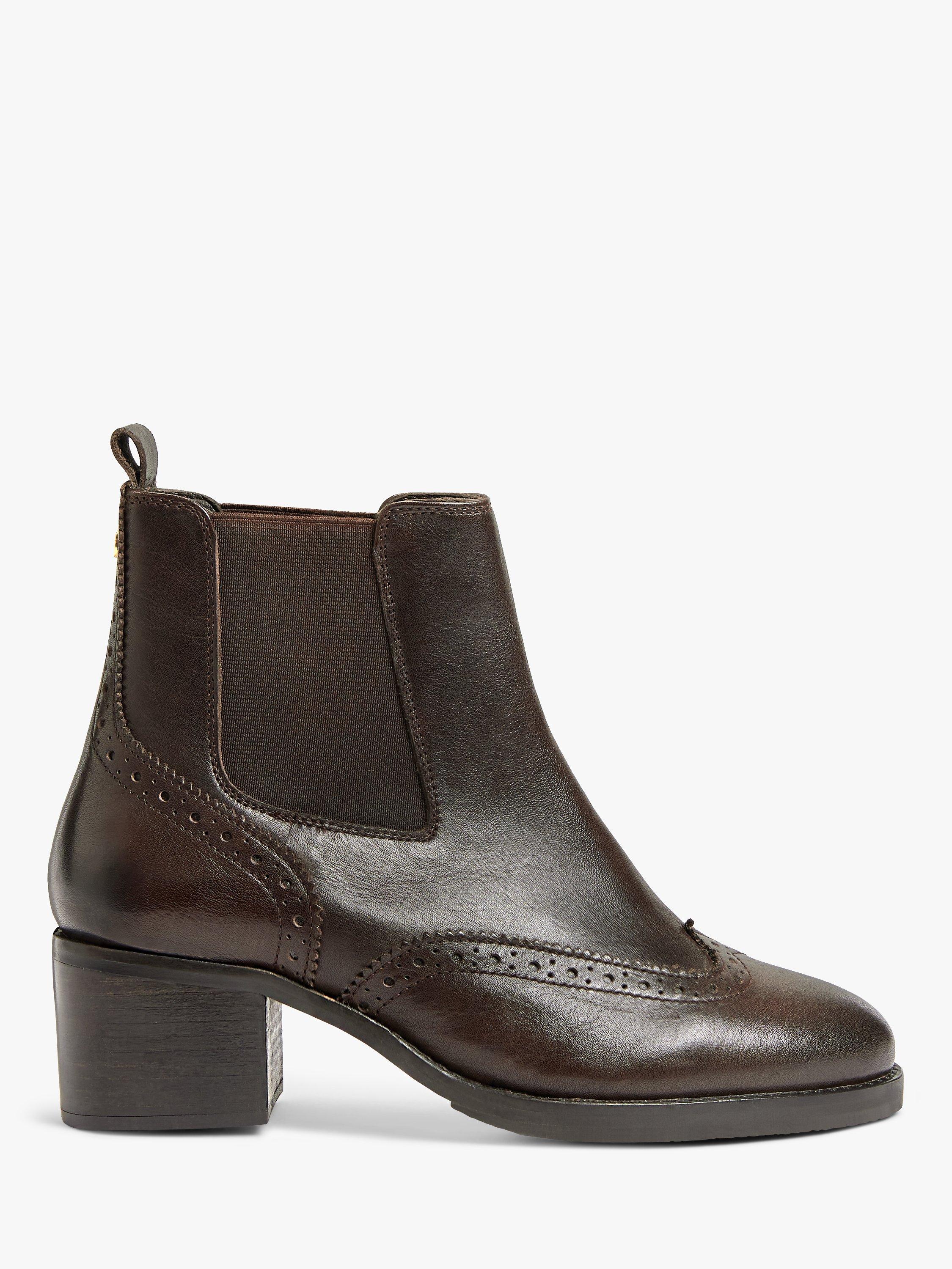 John Lewis Odee Wide Fit Leather Ankle Boots Dark Brown