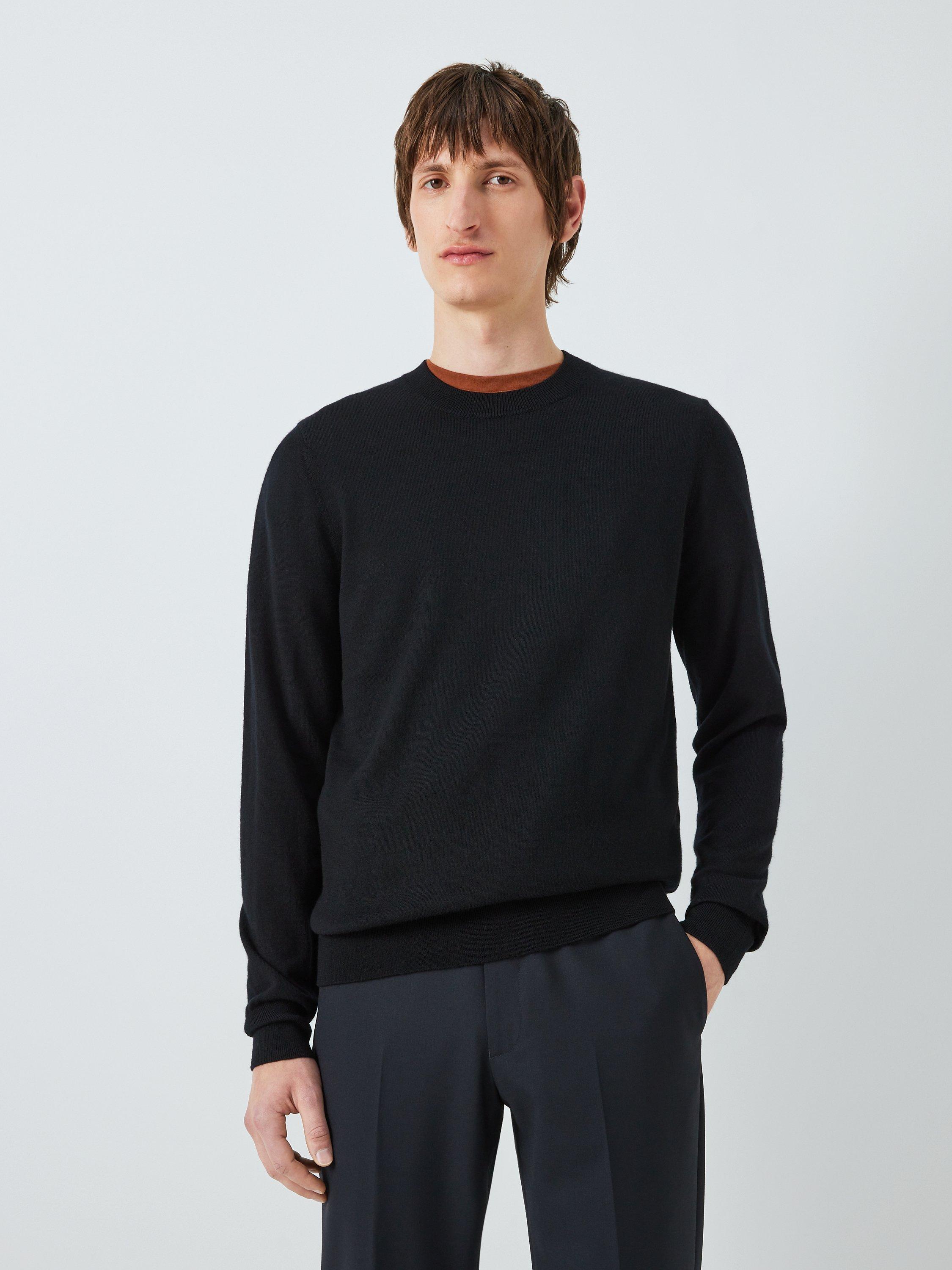 Kin Merino Wool Crew Neck Knitted Jumper, Black