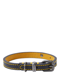 Joules Plain Leather Dog Collar, Navy