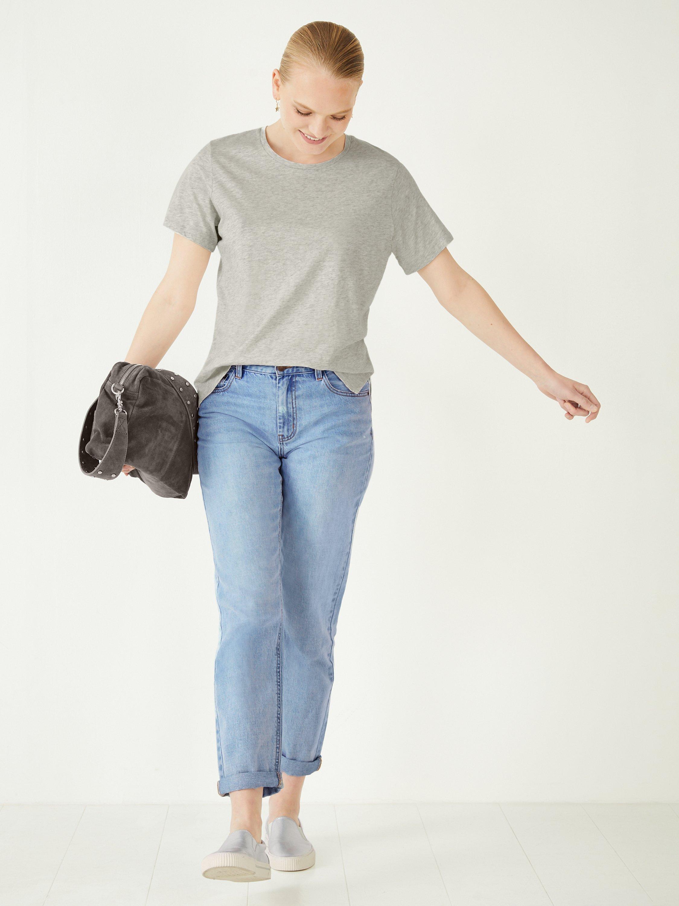 HUSH Cotton Boxy Crew Neck Tee, Lightest Grey Marl