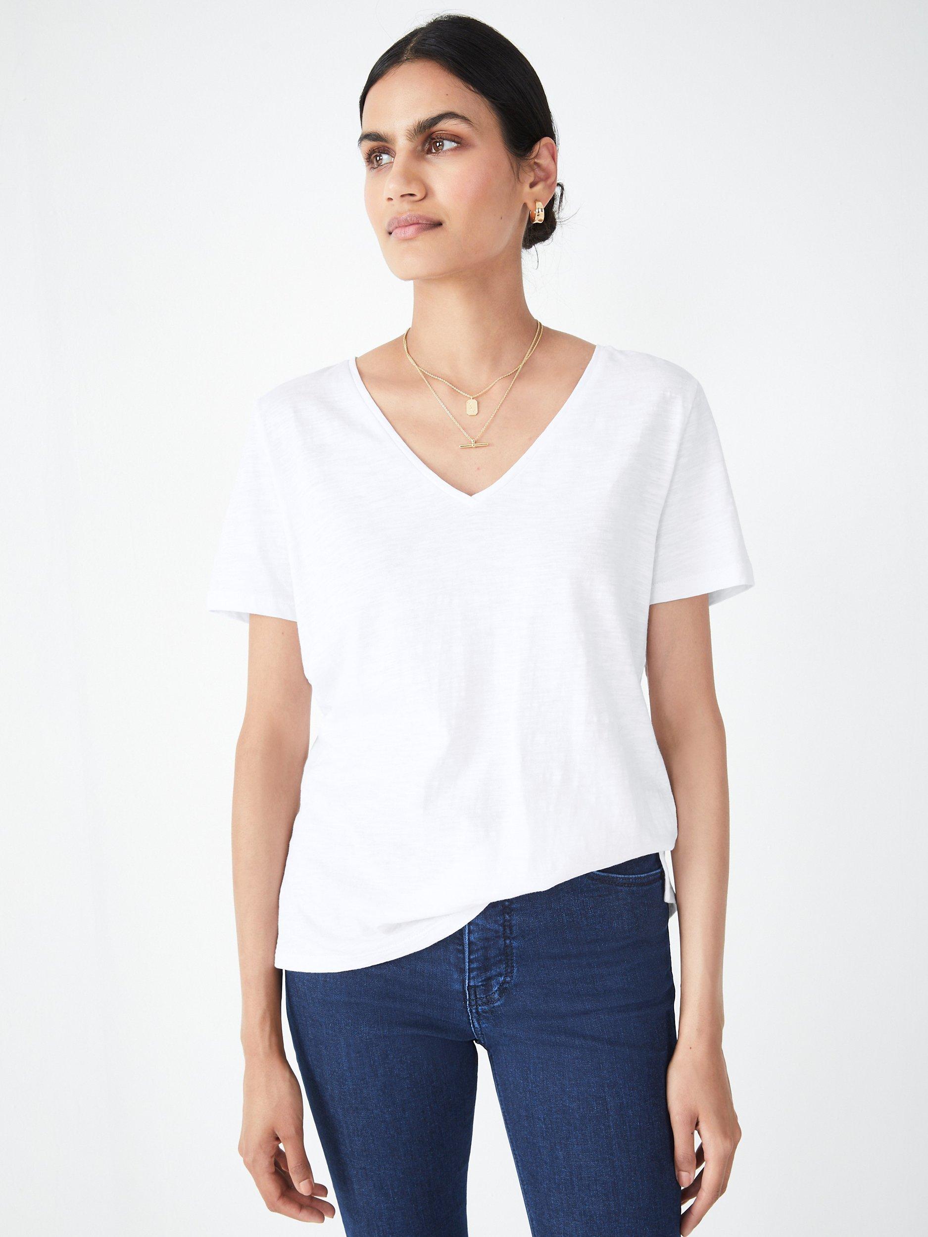 HUSH Cotton Cali Slub V-Neck T-Shirt, White