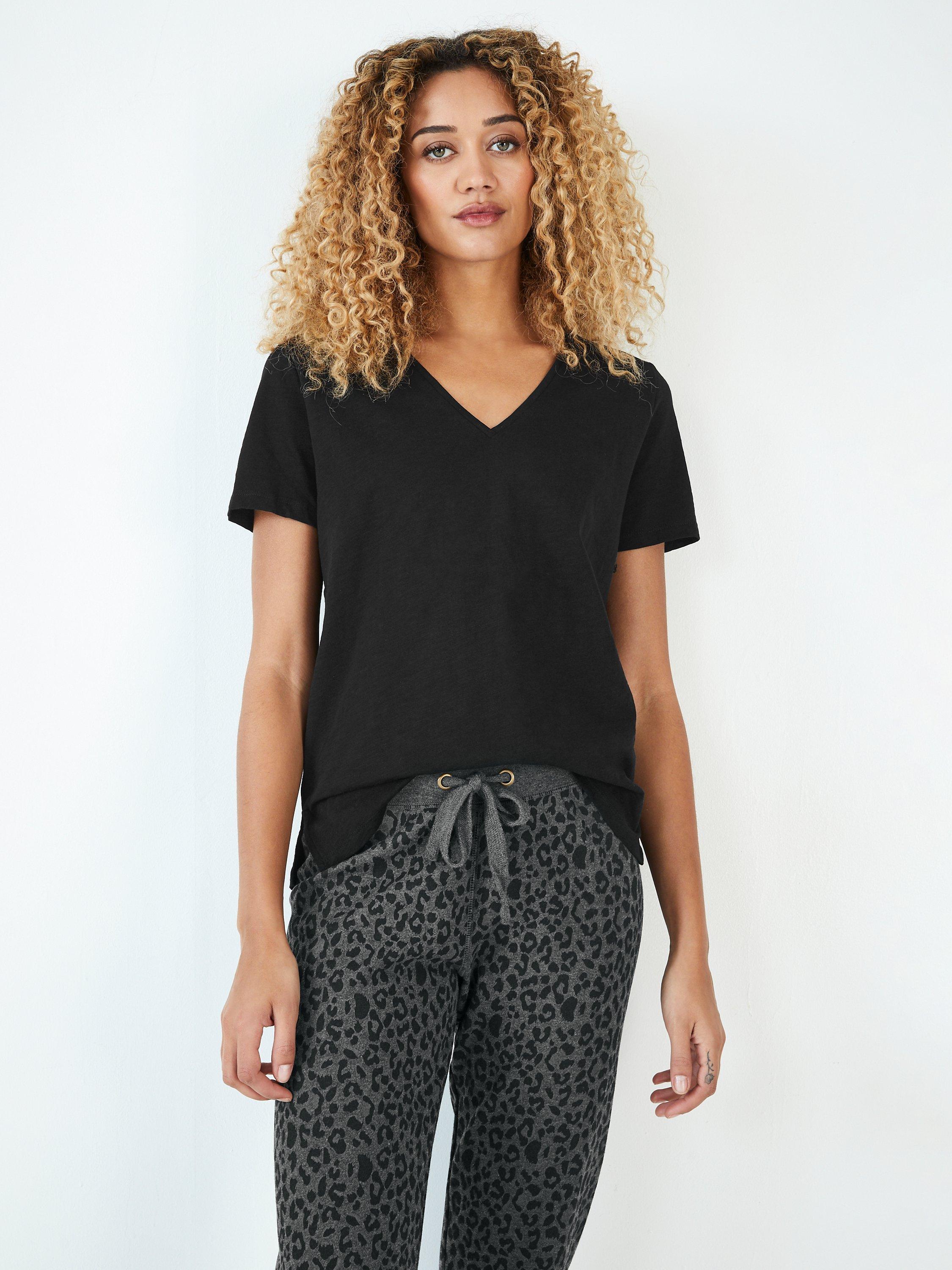 HUSH Cotton Cali Slub V-Neck T-Shirt, Black