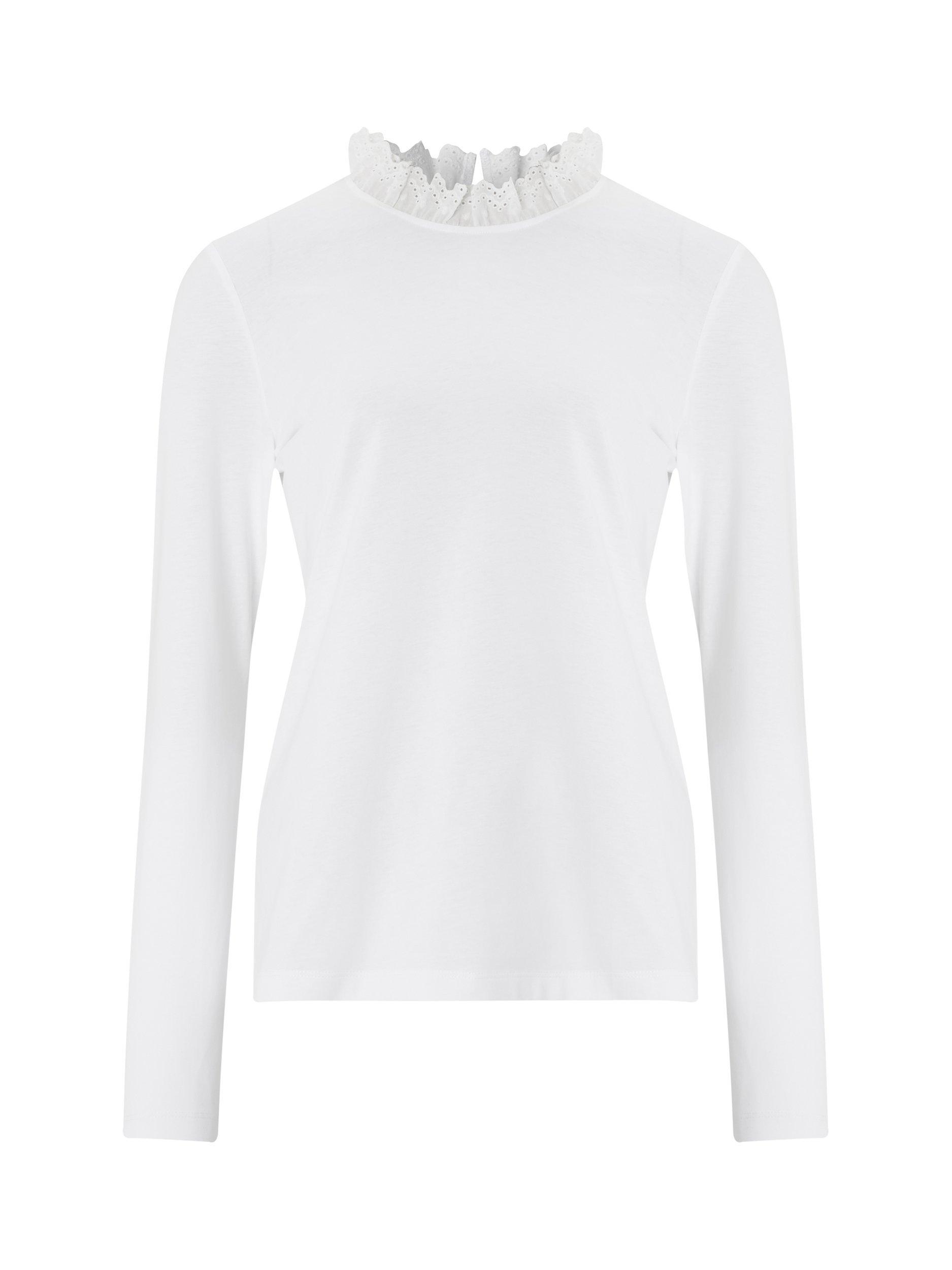 Baukjen Agatha Ruffle Collar Organic Cotton Top, Pure White, 6