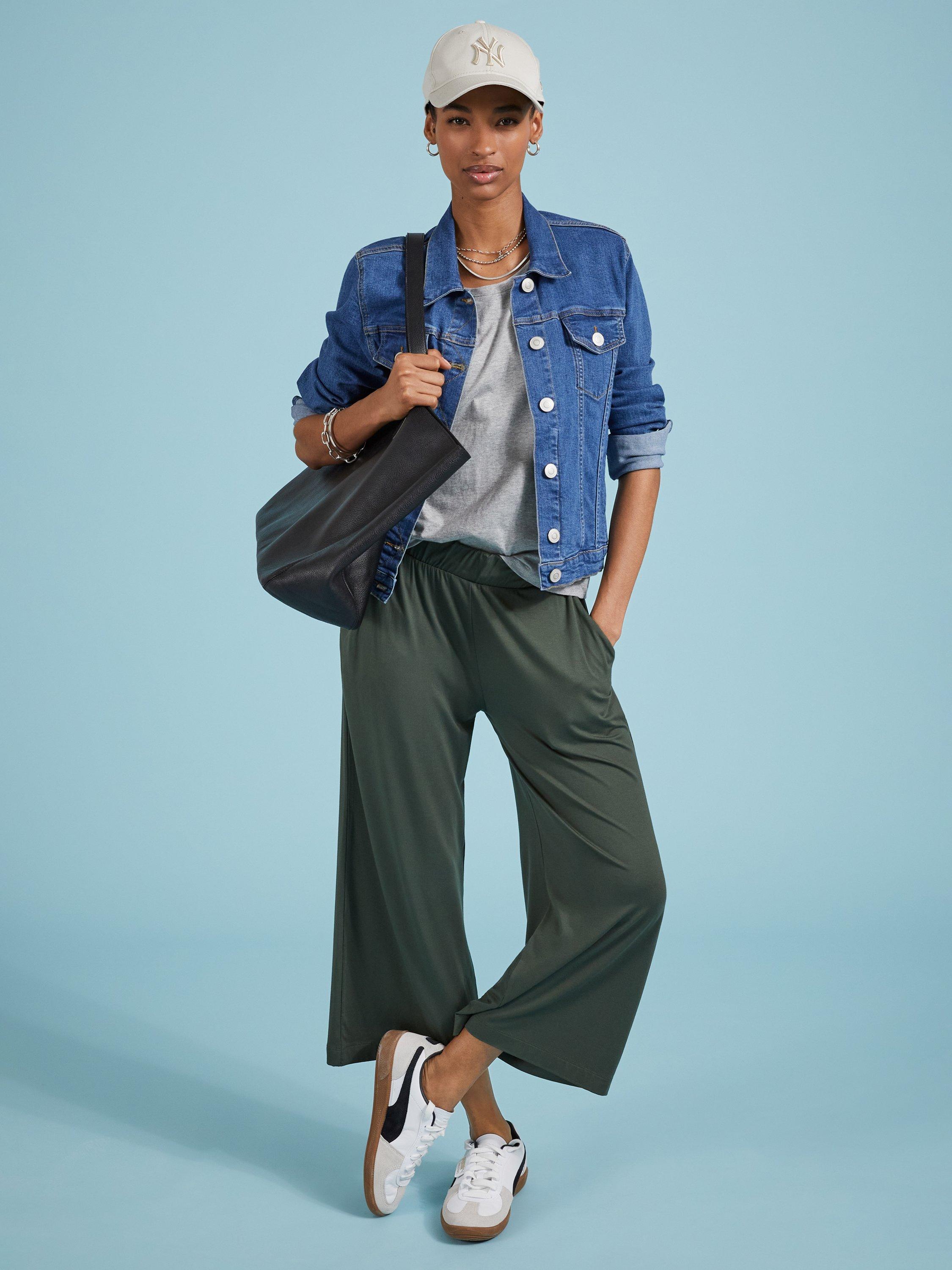 Baukjen Cropped Palazzo Trousers, Deep Khaki