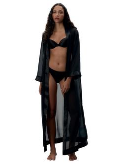 Bluebella Marcella Full-Length Chiffon Kimono, Black, Black