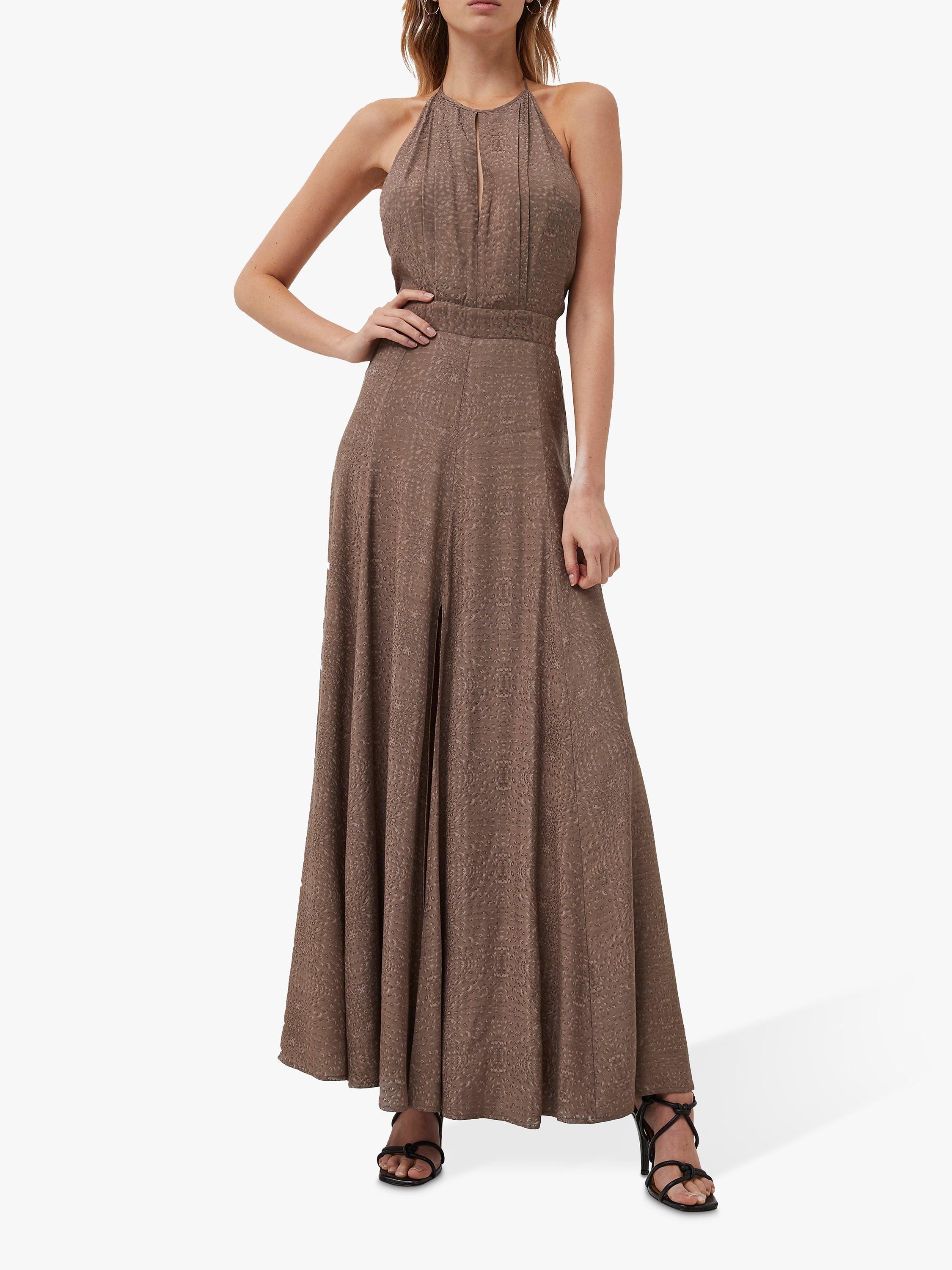 French Connection Dua Drape Keyhole Maxi Dress, Walnut