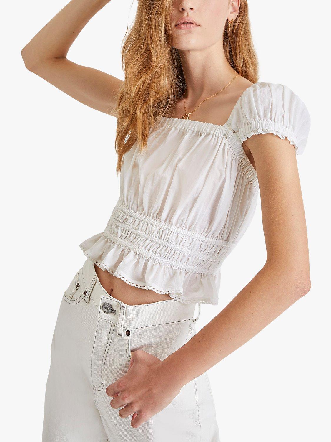 French Connection Almo Square Neck Top, White