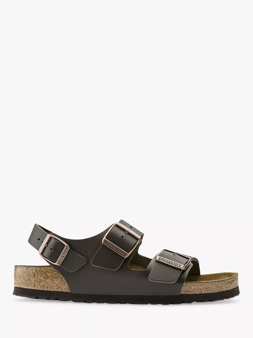 Birkenstock Milano Leather Footbed Sandals Dark Brown