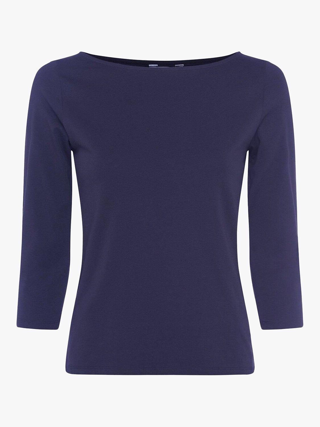 Product image 1 of 4, which shows Great Plains Organic Cotton 3/4 Sleeve Top, Classic Navy, 8