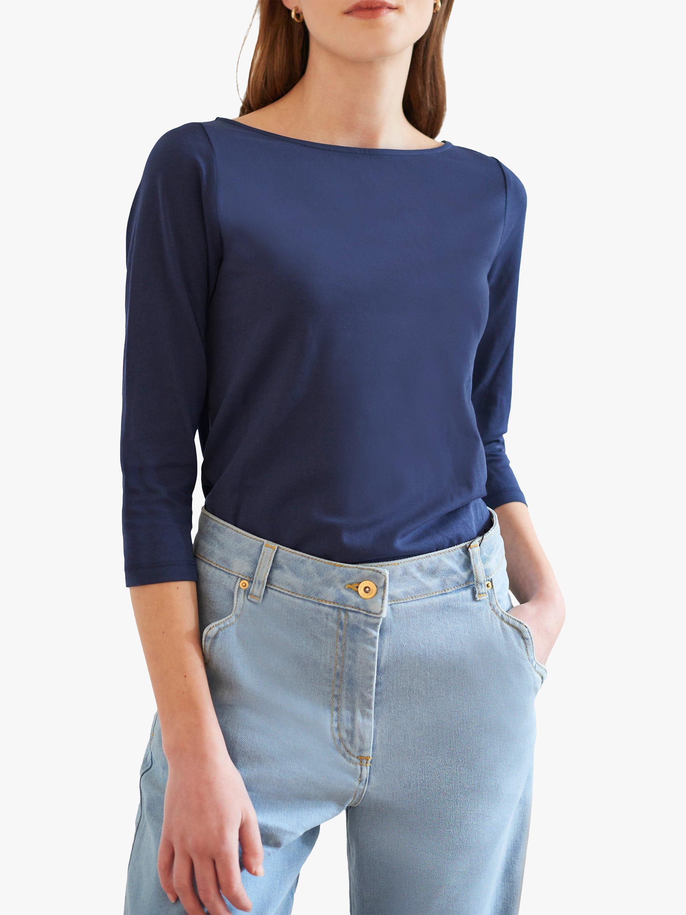 Product image 4 of 4, which shows Great Plains Organic Cotton 3/4 Sleeve Top, Classic Navy, 8