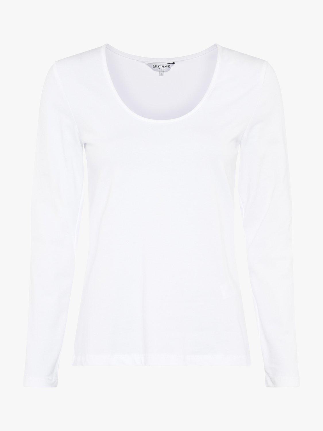 Product image 3 of 3, which shows Great Plains Organic Cotton Long Sleeve Top, White, 8