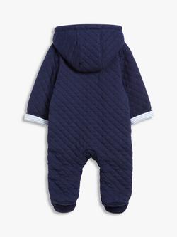 John Lewis Baby Quilt Wadded Pramsuit - view 2, Navy