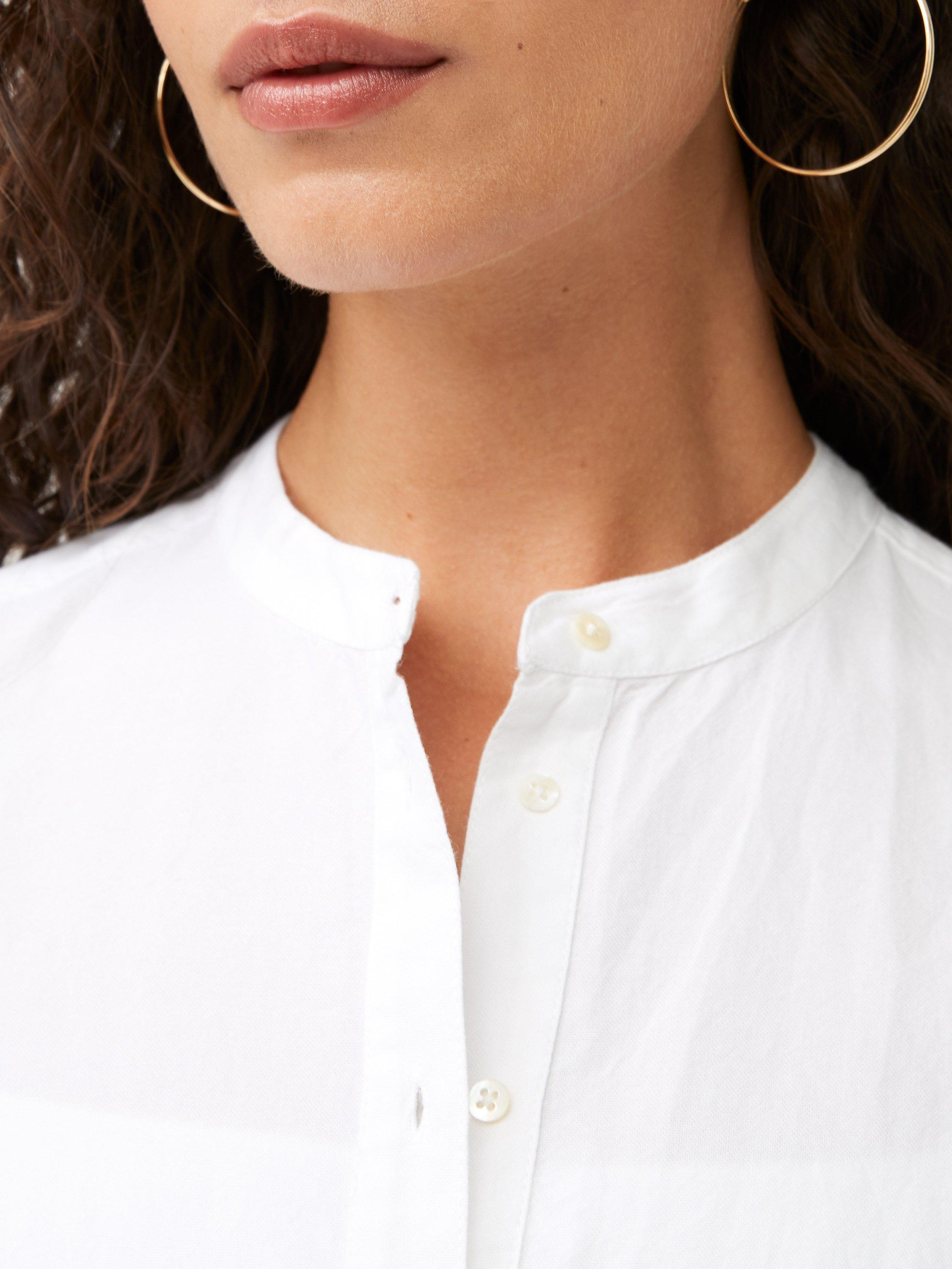 Product image 2 of 4, which shows Great Plains Core Oxford Longline Cotton Shirt, White, 8