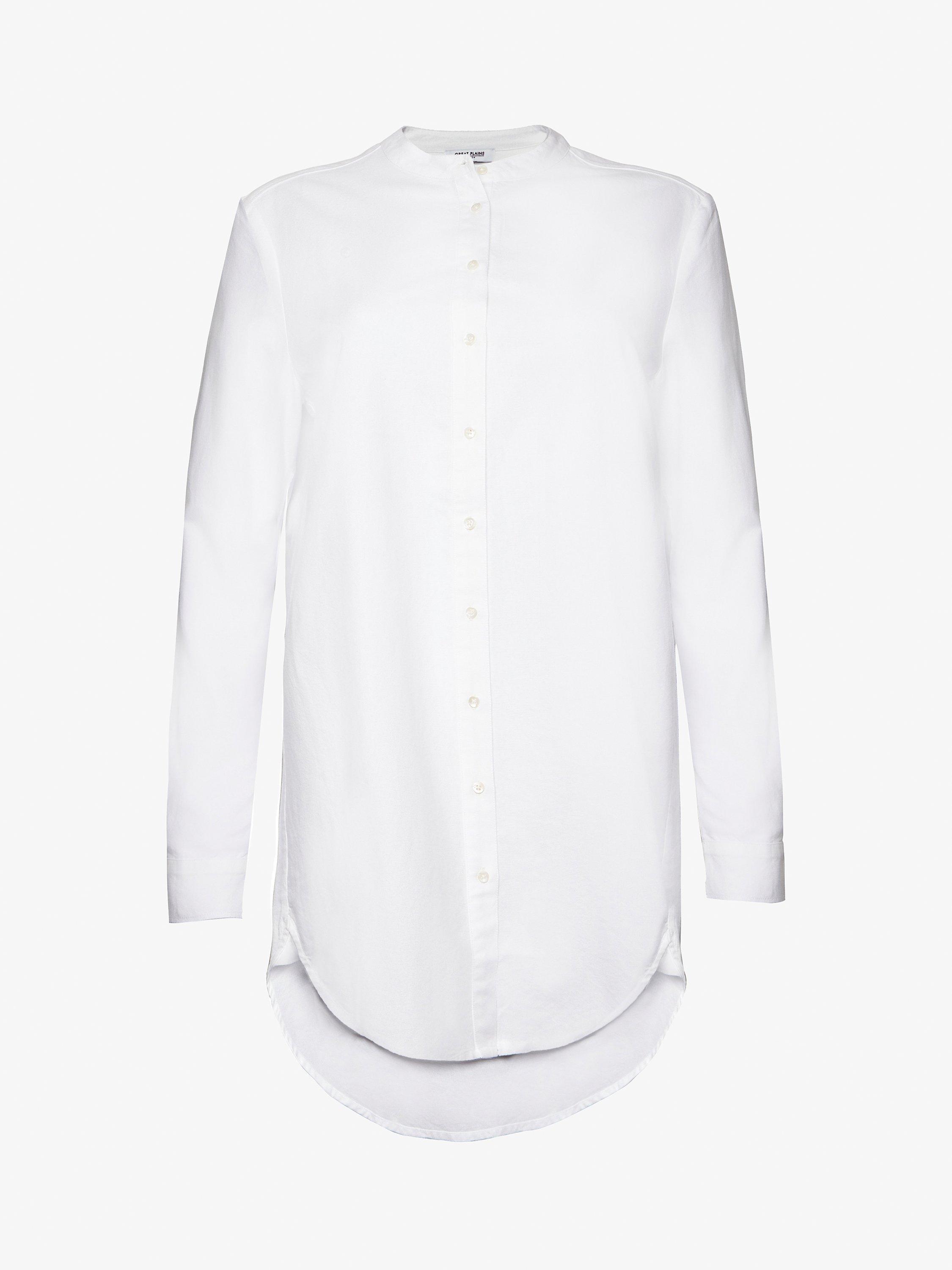 Product image 4 of 4, which shows Great Plains Core Oxford Longline Cotton Shirt, White, 8