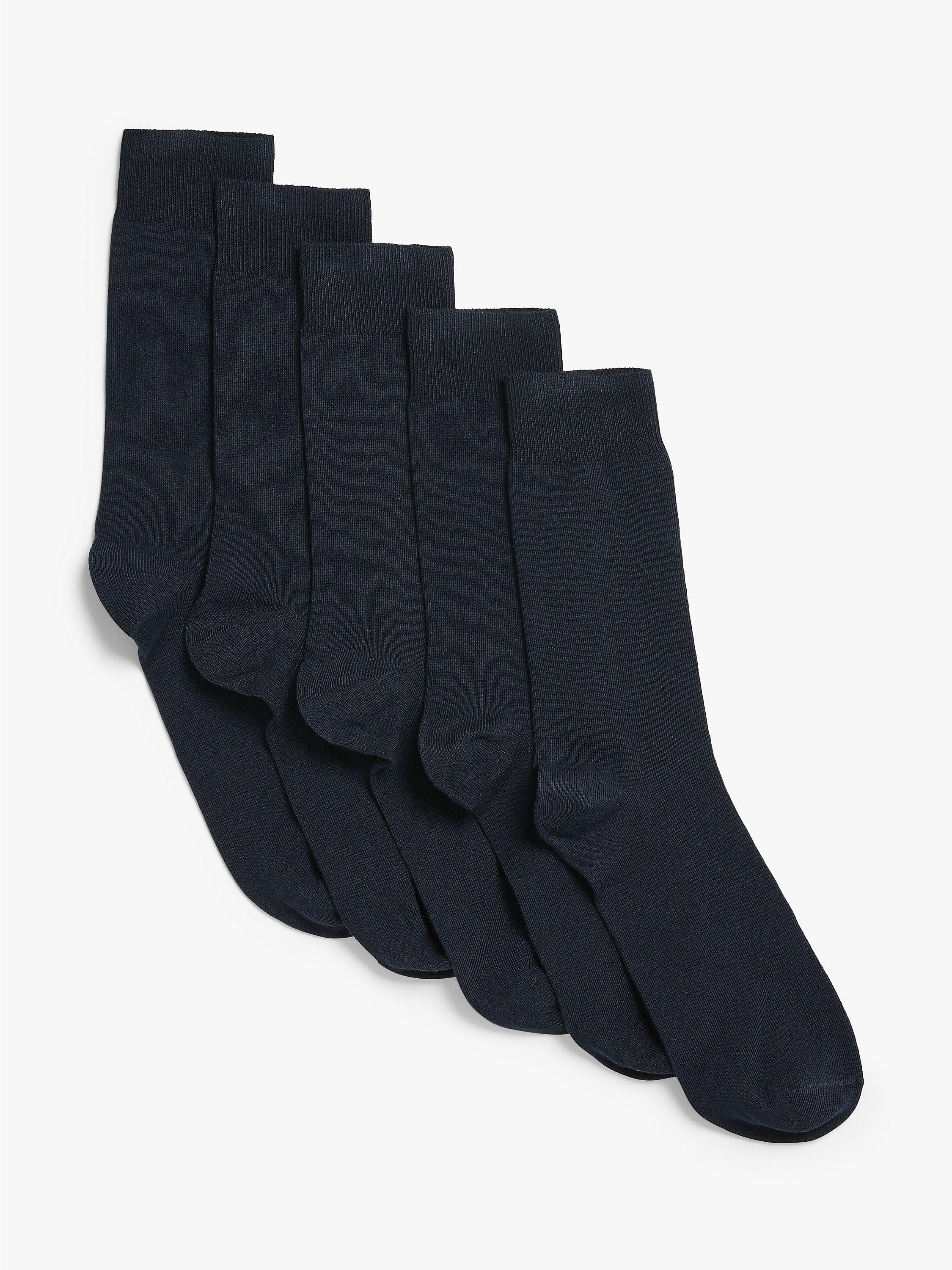 John Lewis ANYDAY Cotton Rich Plain Men's Socks, Pack of 5, Navy