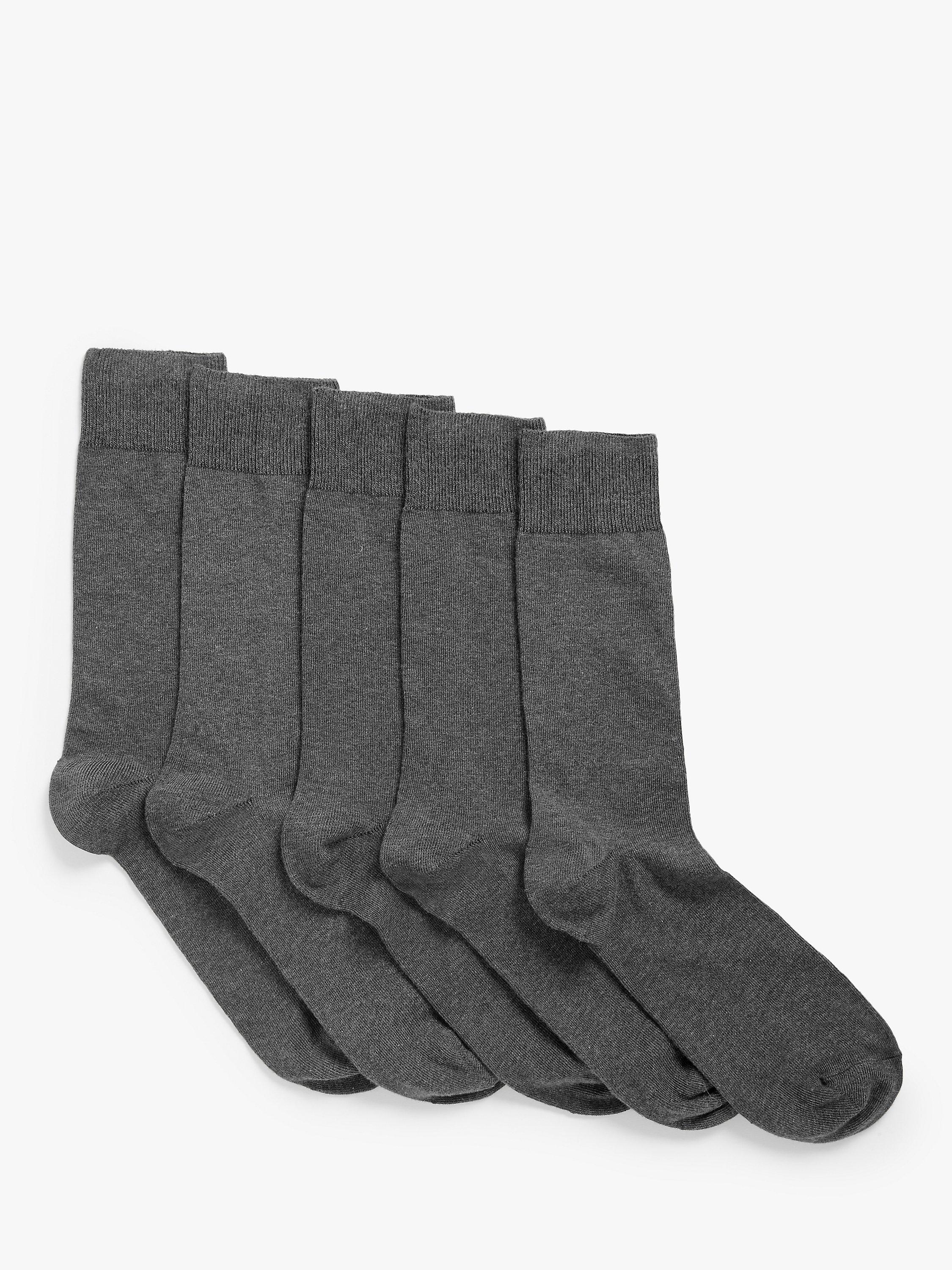 John Lewis ANYDAY Cotton Rich Plain Men's Socks, Pack of 5