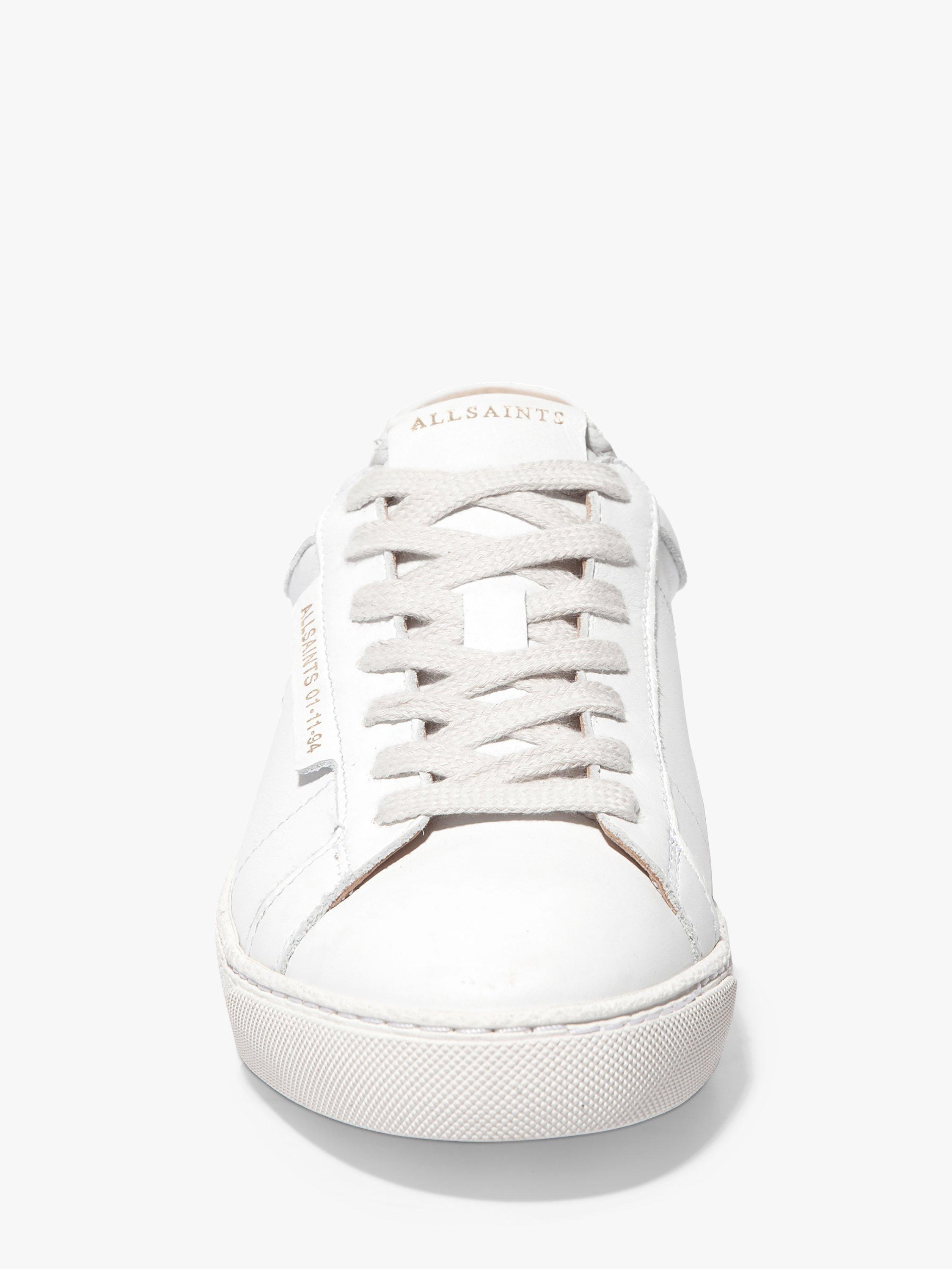 Product image 3 of 9, which shows AllSaints Sheer Leather Lace-Up Trainers, White, 6